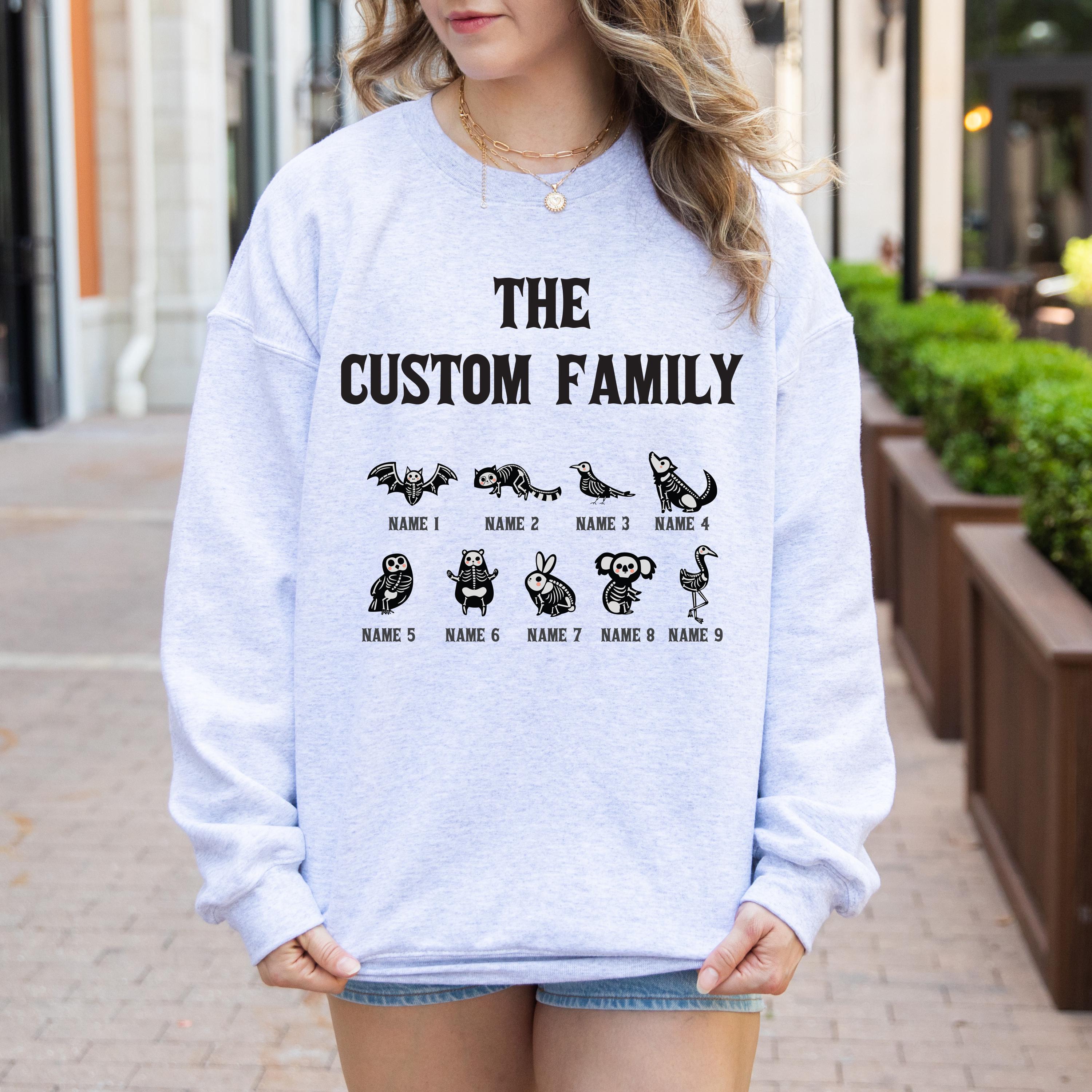 Custom Halloween Skeleton family Sweatshirt, Custom sweatshirt, Personalized family Halloween Sweatshirt, Spooky halloween family sweatshirt