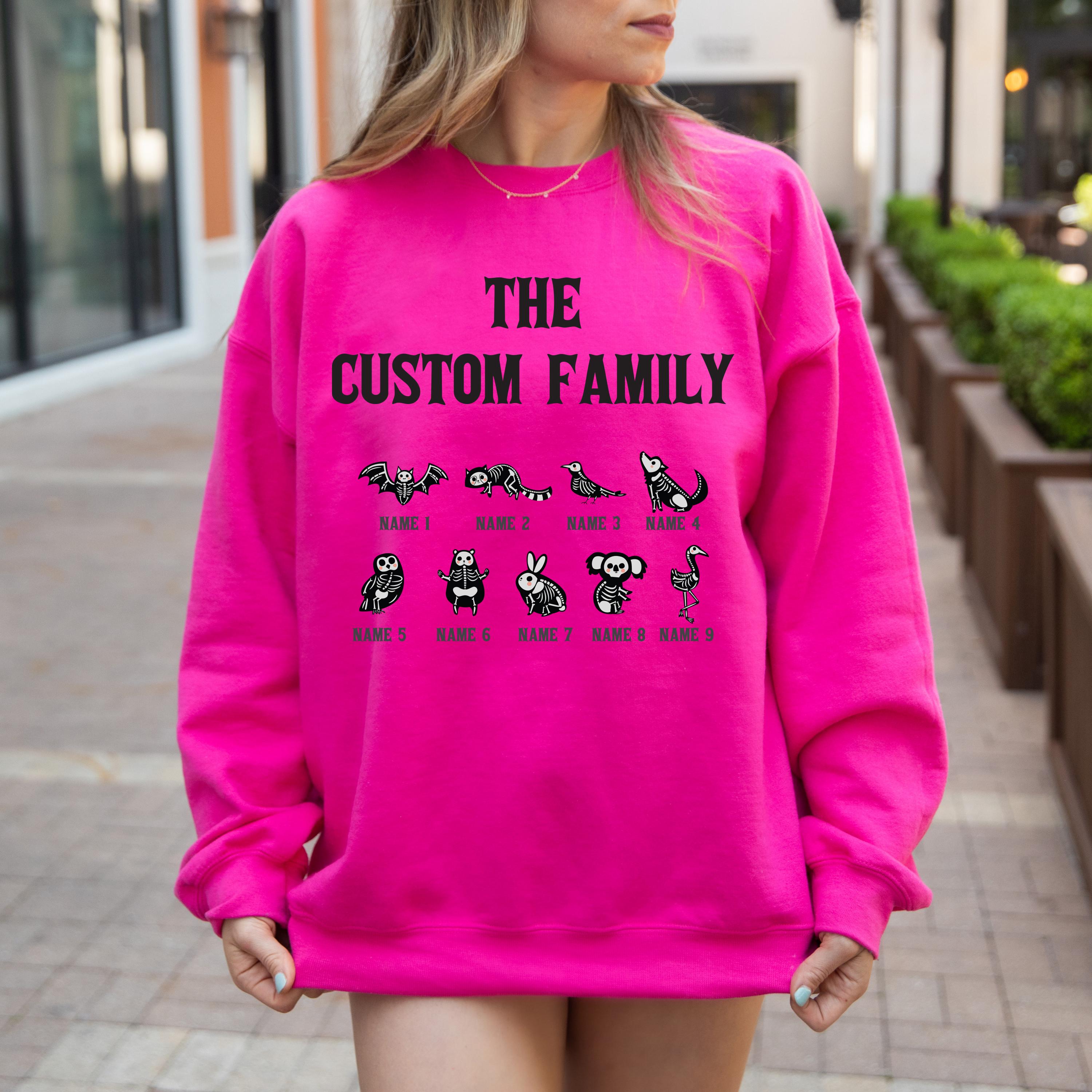 Custom Halloween Skeleton family Sweatshirt, Custom sweatshirt, Personalized family Halloween Sweatshirt, Spooky halloween family sweatshirt