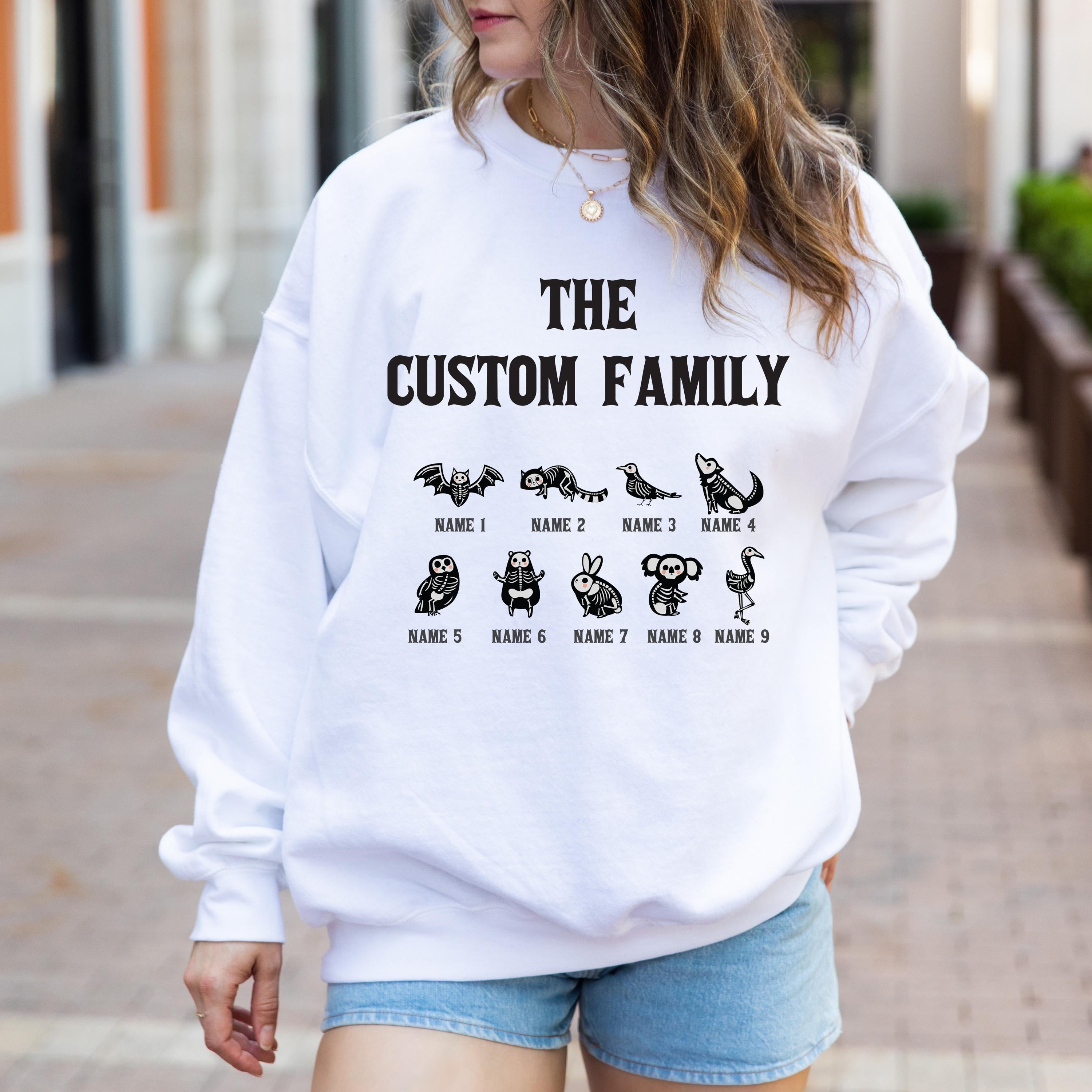 Custom Halloween Skeleton family Sweatshirt, Custom sweatshirt, Personalized family Halloween Sweatshirt, Spooky halloween family sweatshirt