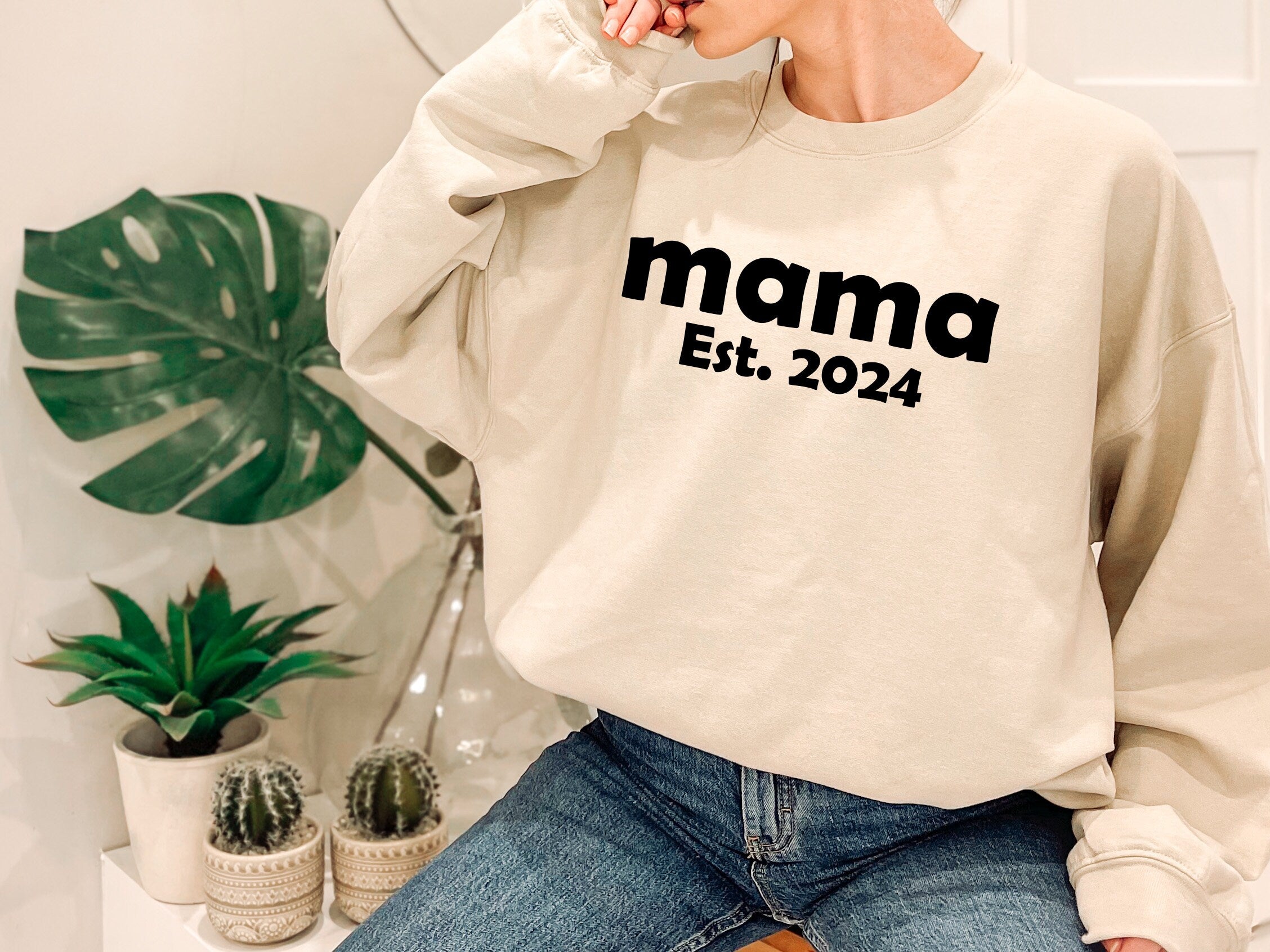 Mama Est. 2024 Sweatshirt, Mothers Day, Mama Est. 2024 Shirt, Mama Sweatshirt, Wildflower Print, Gift for Mom, Mom Sweatshirt