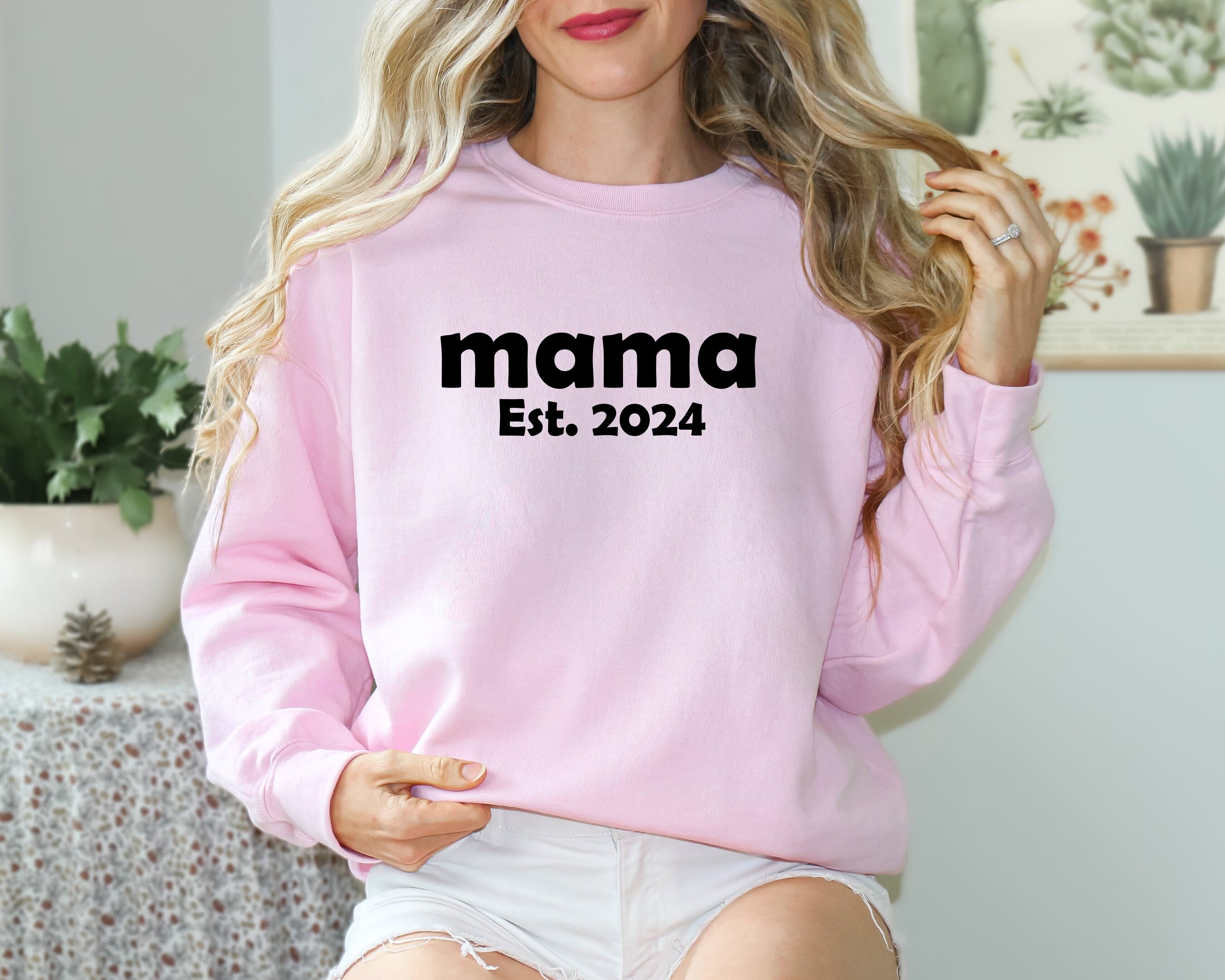 Mama Est. 2024 Sweatshirt, Mothers Day, Mama Est. 2024 Shirt, Mama Sweatshirt, Wildflower Print, Gift for Mom, Mom Sweatshirt