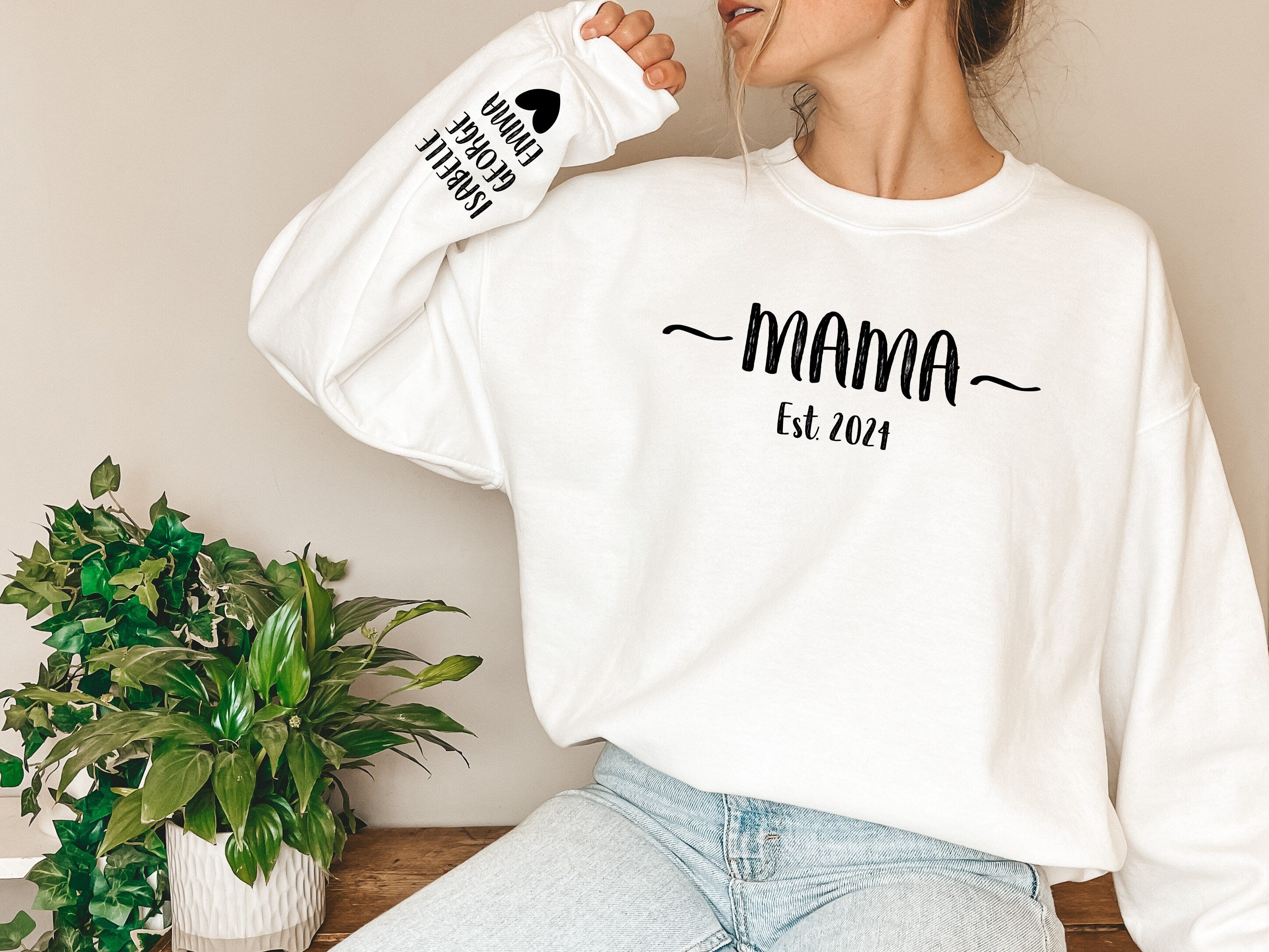 Custom Mama Sweatshirt, Mothers Day, Mama Est. 2024 Shirt, Personalized Sweatshirt, Wildflower Print, Gift for Mom, Mom Sweatshirt