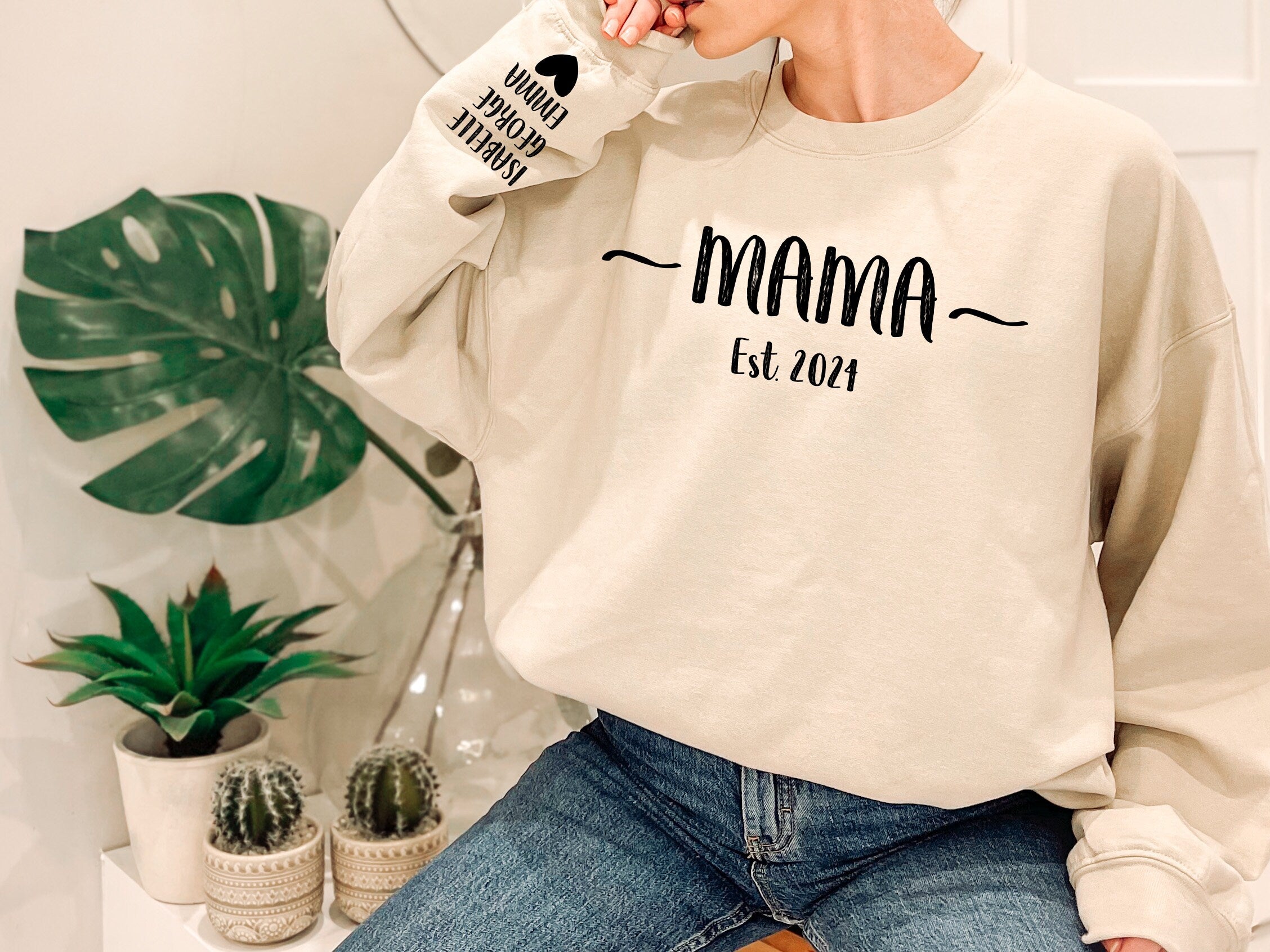 Custom Mama Sweatshirt, Mothers Day, Mama Est. 2024 Shirt, Personalized Sweatshirt, Wildflower Print, Gift for Mom, Mom Sweatshirt