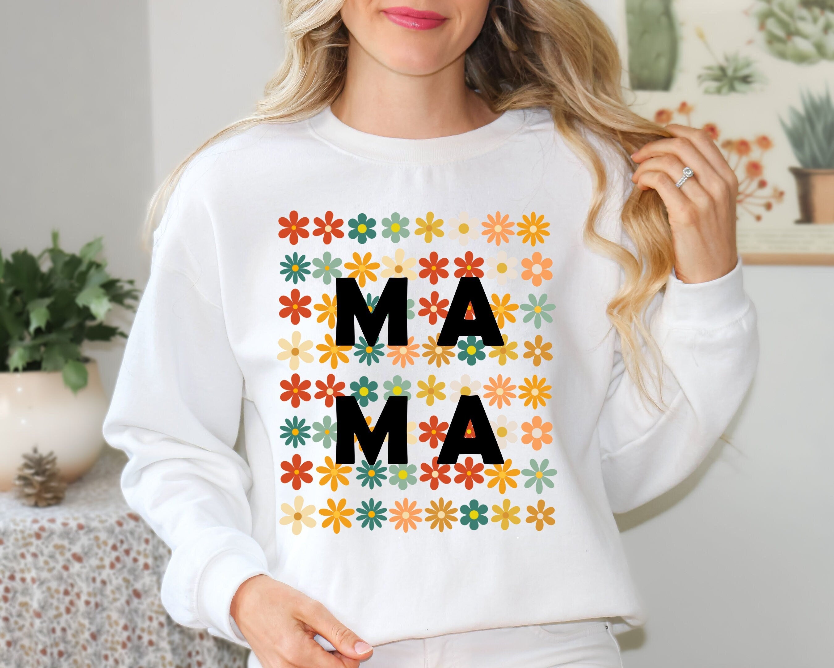 Mama Flower Sweatshirt, Mothers Day, Mama Flower Shirt ,Floral Sweatshirt, Wildflower Print, Gift for Mom, Mom Sweatshirt