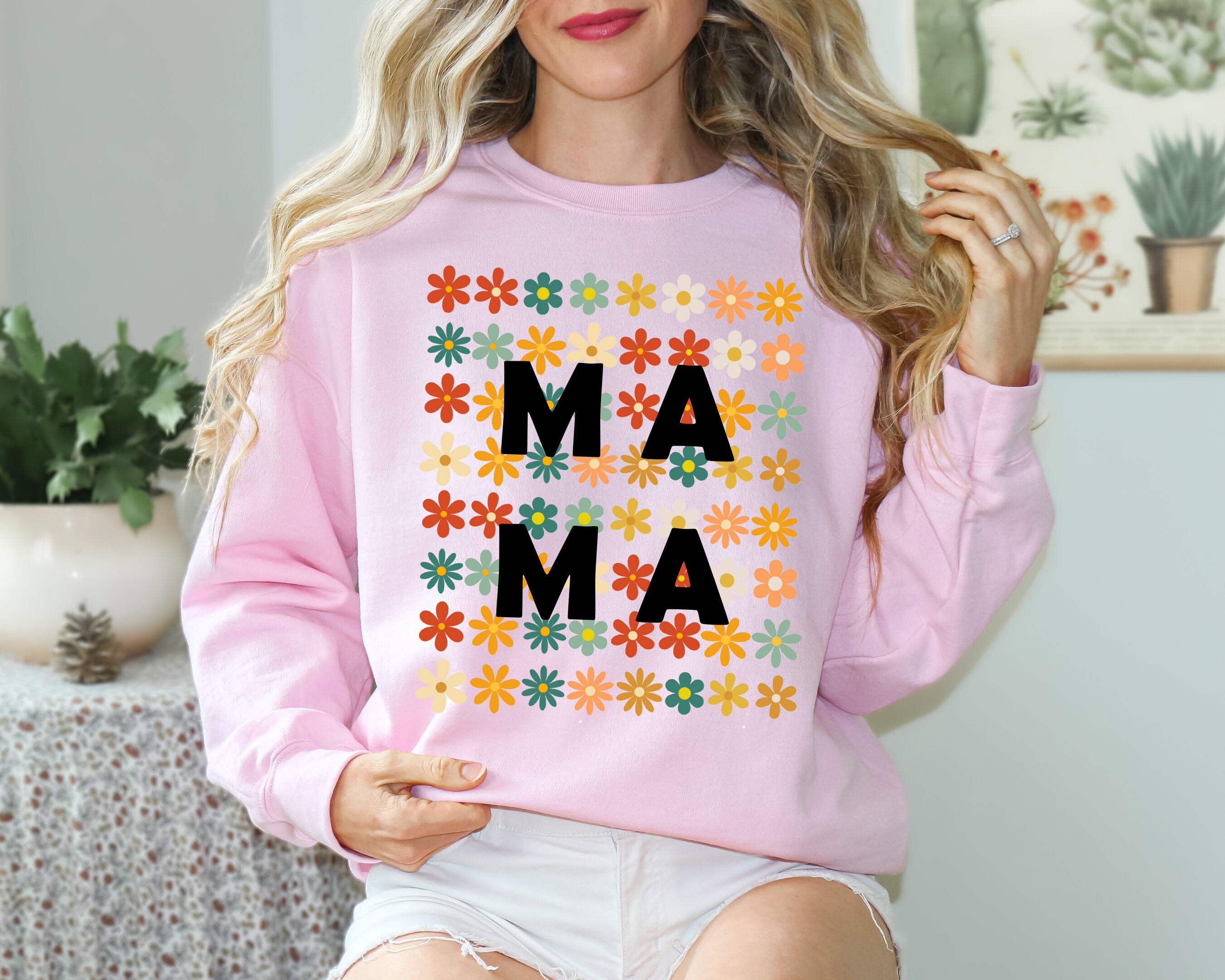 Mama Flower Sweatshirt, Mothers Day, Mama Flower Shirt ,Floral Sweatshirt, Wildflower Print, Gift for Mom, Mom Sweatshirt