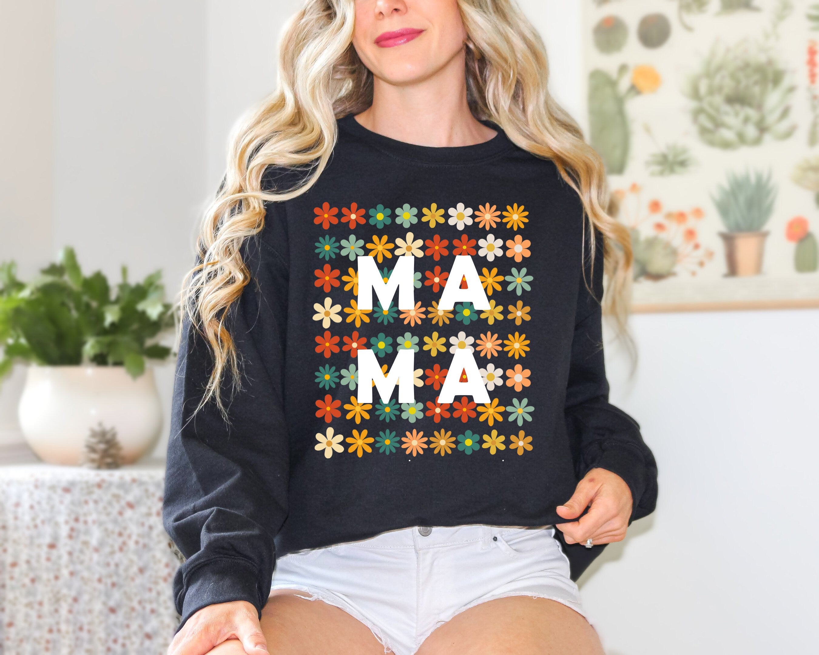 Mama Flower Sweatshirt, Mothers Day, Mama Flower Shirt ,Floral Sweatshirt, Wildflower Print, Gift for Mom, Mom Sweatshirt
