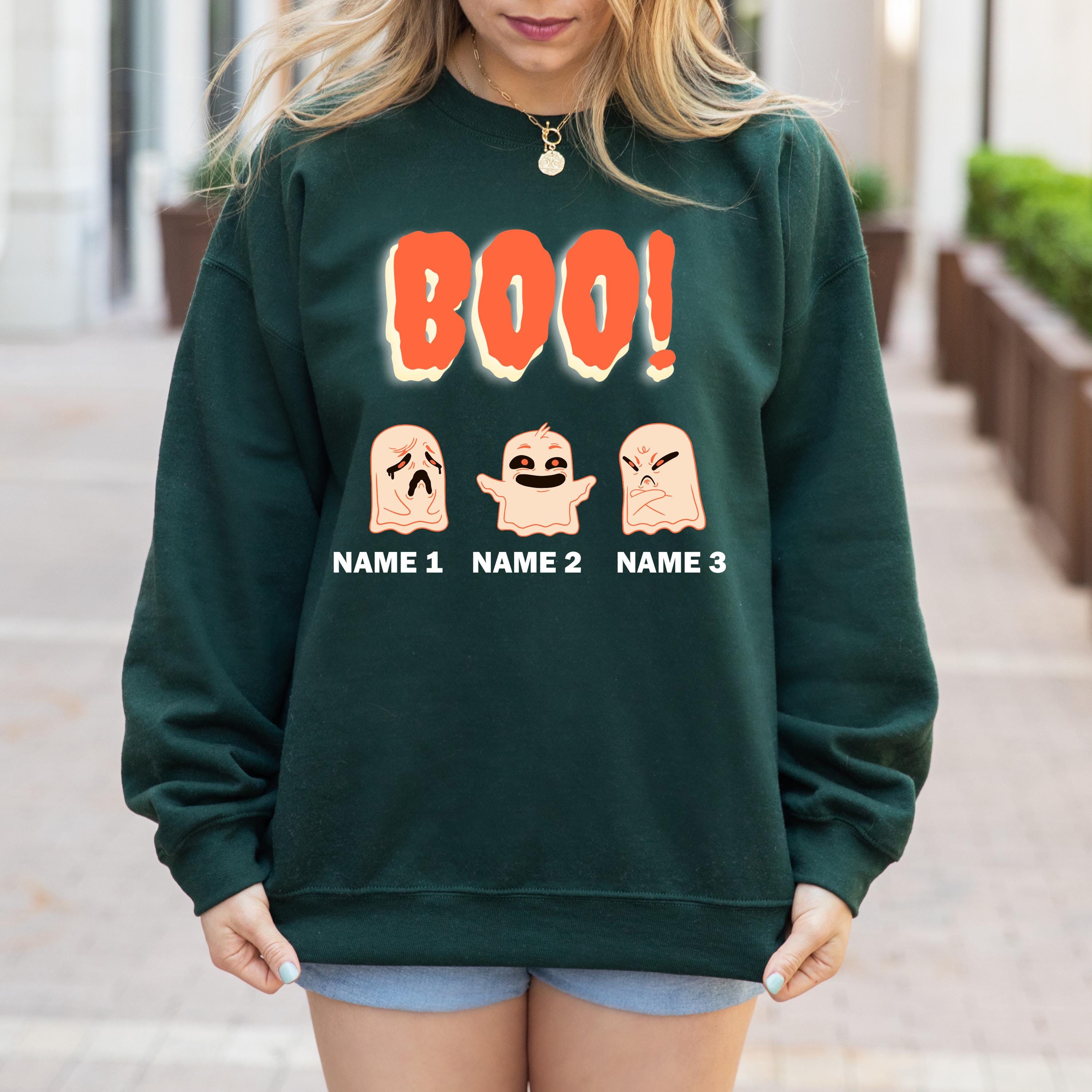 Custom Halloween Boo ghost Sweatshirt, Family sweatshirt, Personalized Halloween Sweatshirt, Custom ghosts up to 3, Spooky ghosts sweatshirt