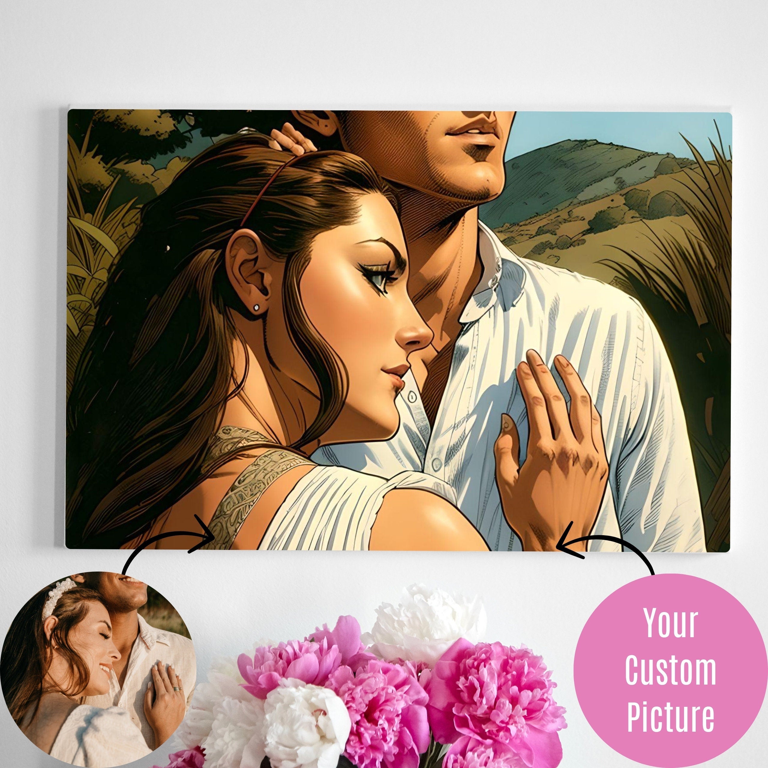Cartoon Effect from Photo Canvas, Custom Photo Canvas Prints with Frame, Cartoon Effect on Canvas, Wall Art, Framed Canvas Print