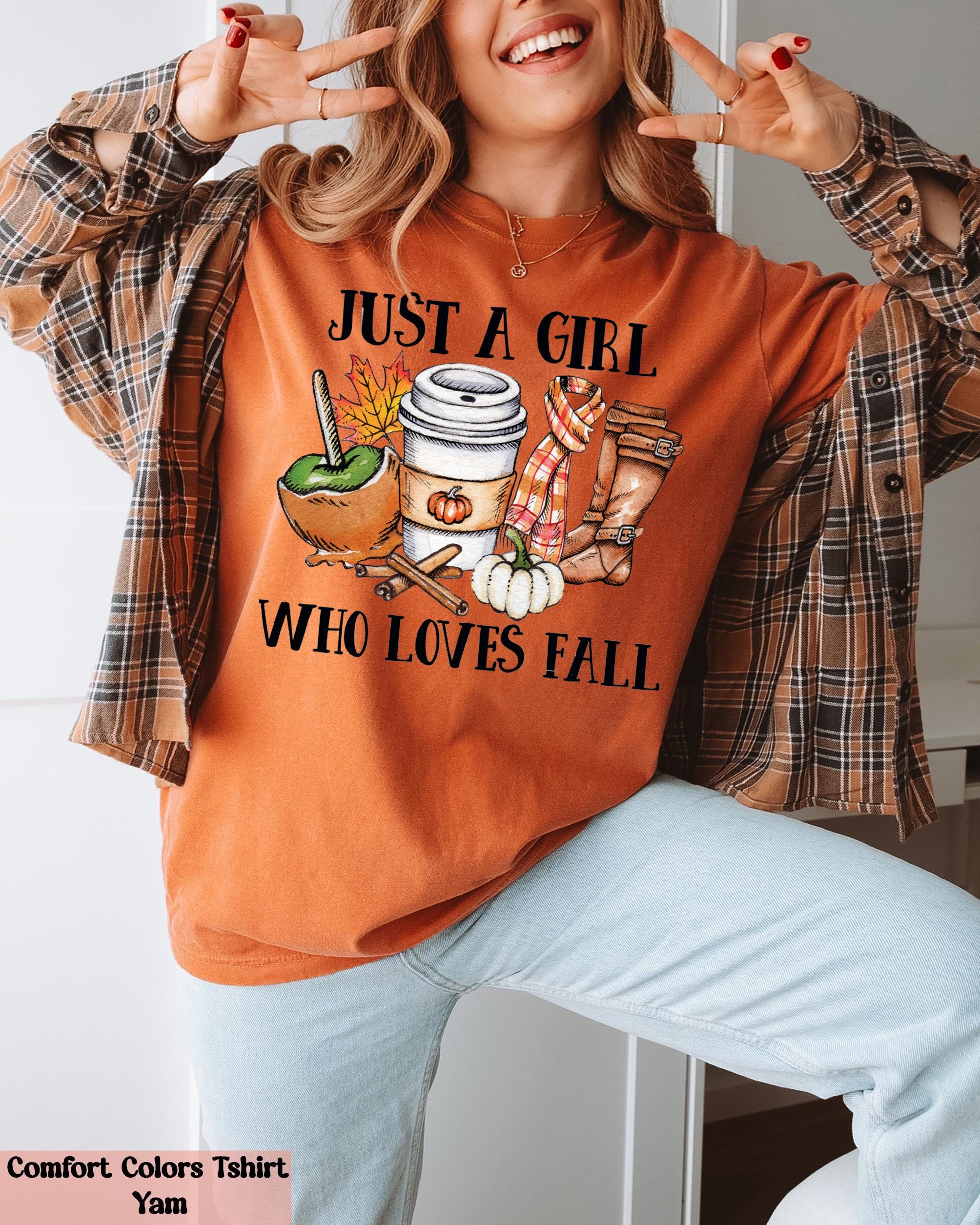 Just a Girl Who Loves Fall T-Shirt, Cozy Autumn Shirt, Cute Autumn Graphic Tee, Fall Aesthetic Shirt for Women, Hello Pumpkin Season Shirt