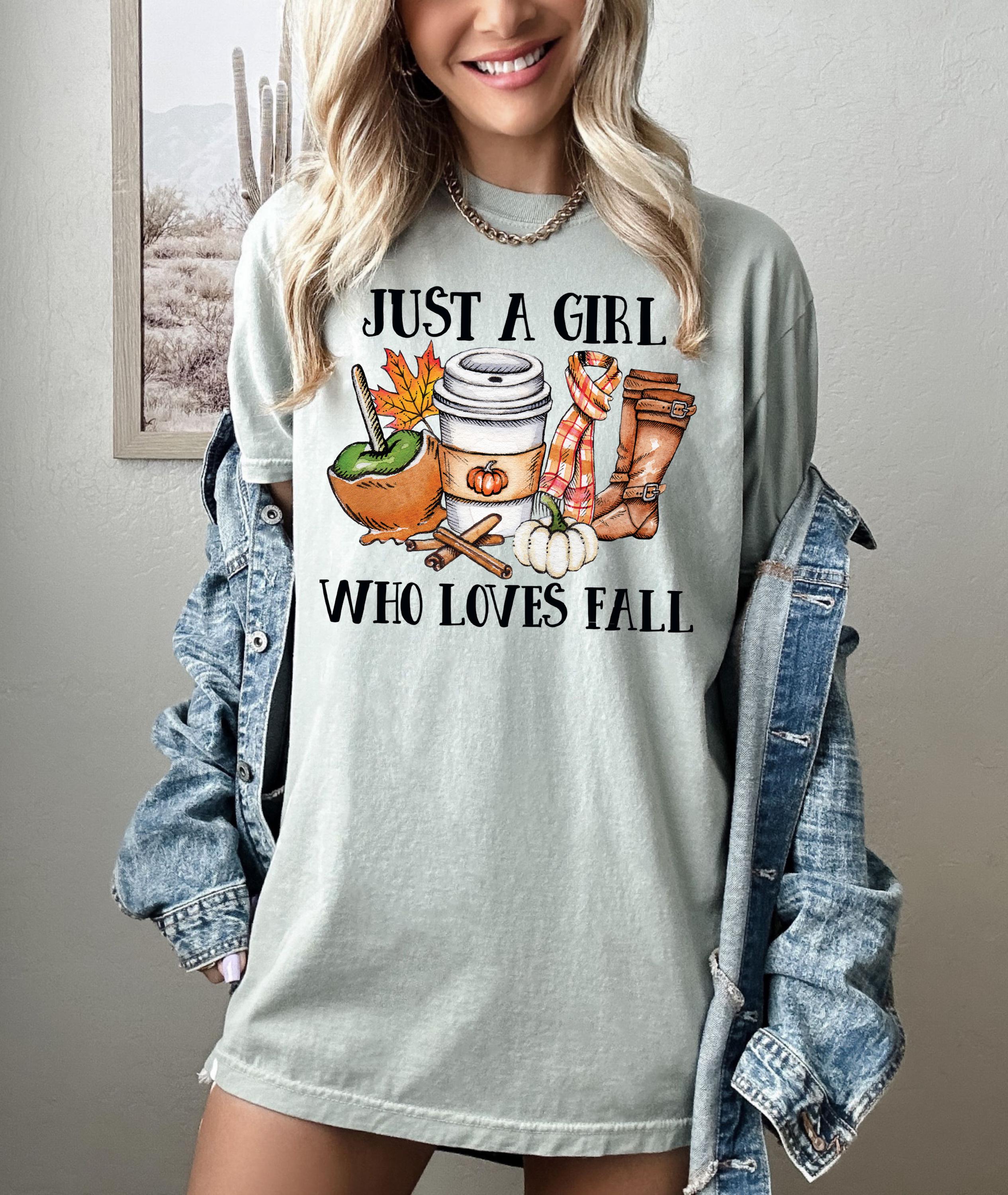 Just a Girl Who Loves Fall T-Shirt, Cozy Autumn Shirt, Cute Autumn Graphic Tee, Fall Aesthetic Shirt for Women, Hello Pumpkin Season Shirt
