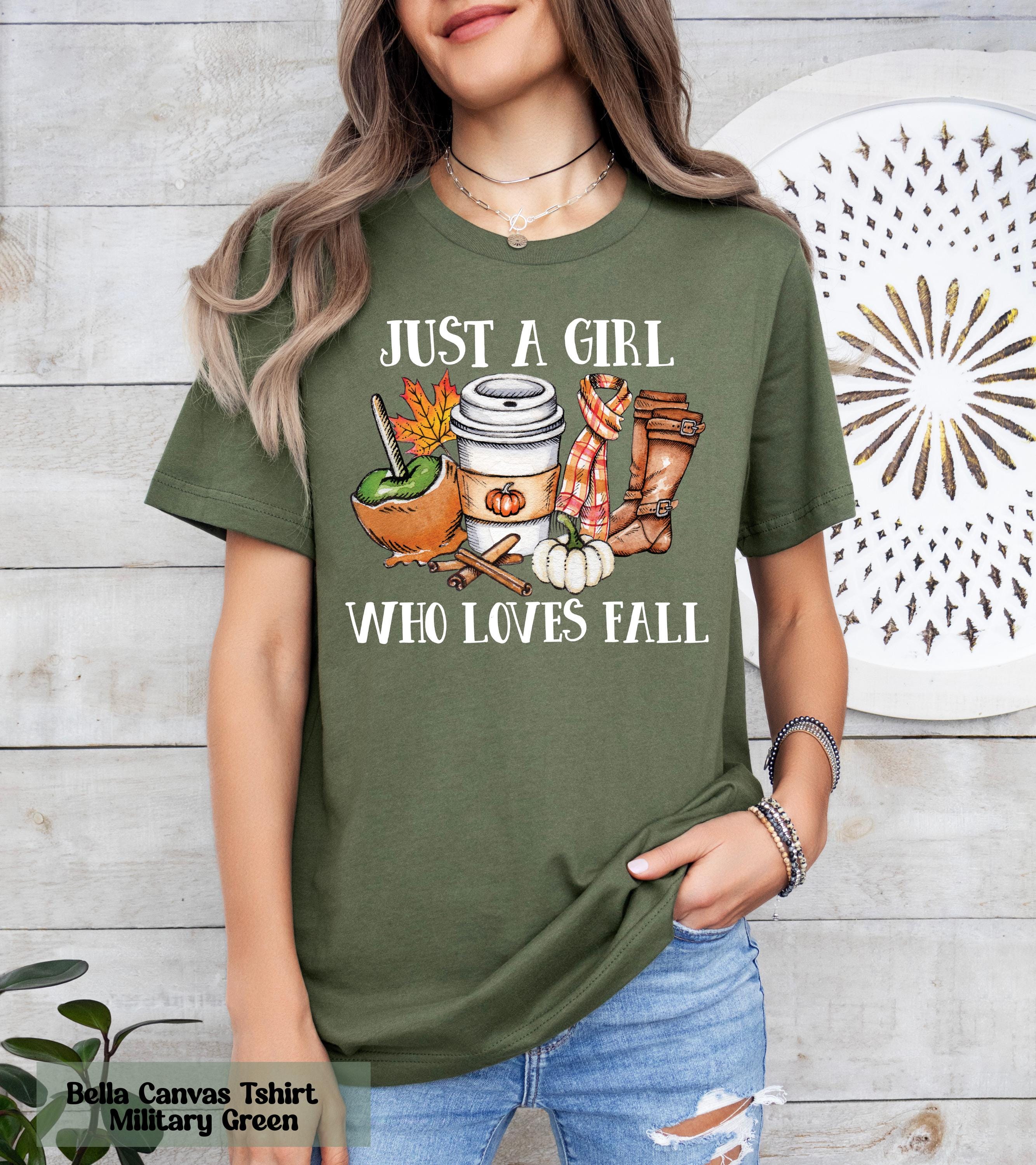 Just a Girl Who Loves Fall T-Shirt, Cozy Autumn Shirt, Cute Autumn Graphic Tee, Fall Aesthetic Shirt for Women, Hello Pumpkin Season Shirt