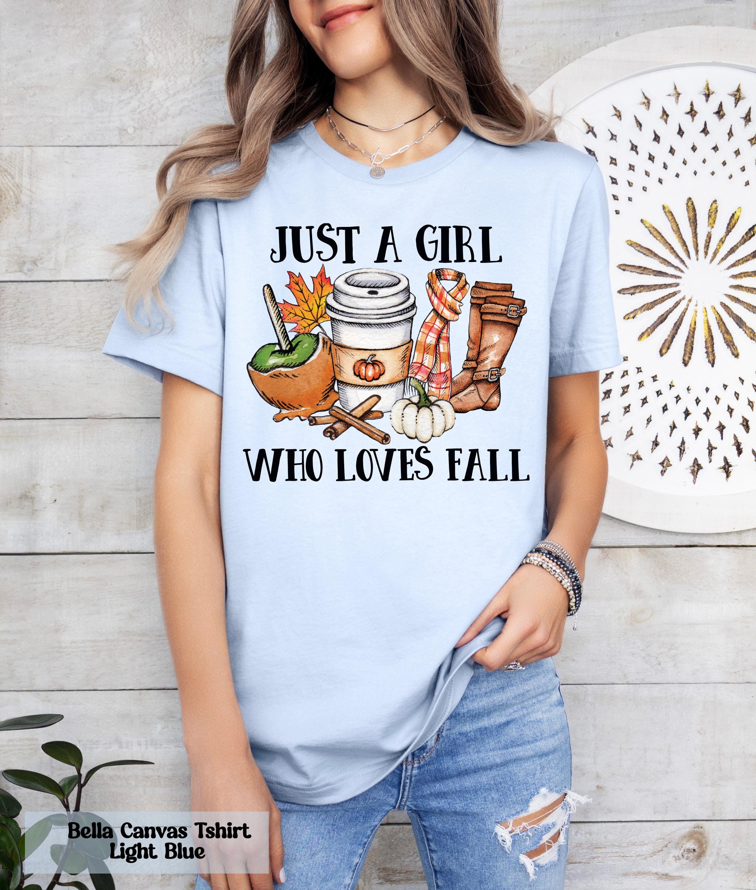 Just a Girl Who Loves Fall T-Shirt, Cozy Autumn Shirt, Cute Autumn Graphic Tee, Fall Aesthetic Shirt for Women, Hello Pumpkin Season Shirt