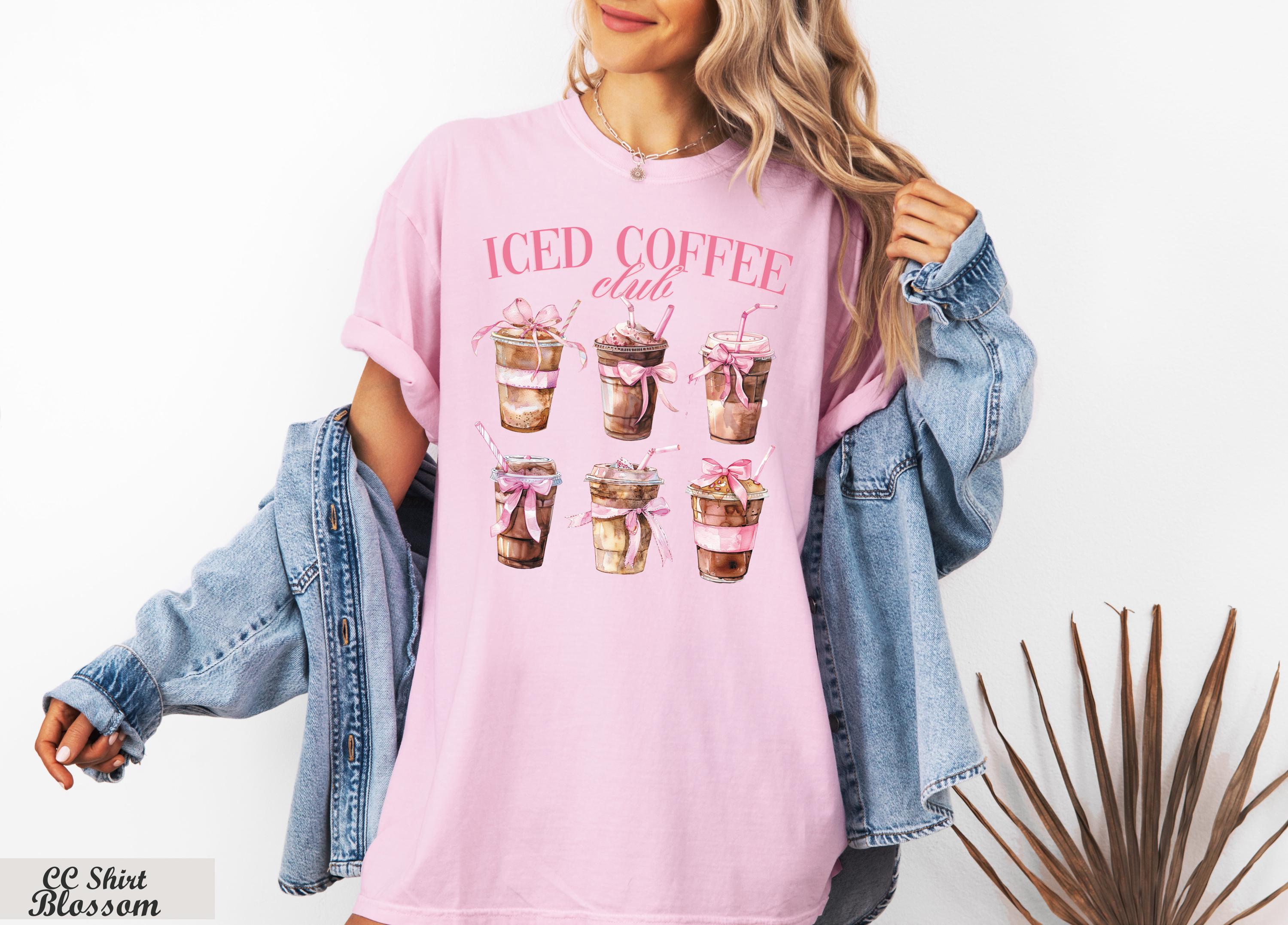 Iced Coffee Club Shirt, Trendy Mom Coffee Lover Shirt, Coquette Bow Coffee Shirt, Trendy Iced Coffee Club Shirt,Girls Club for Coffee Lovers