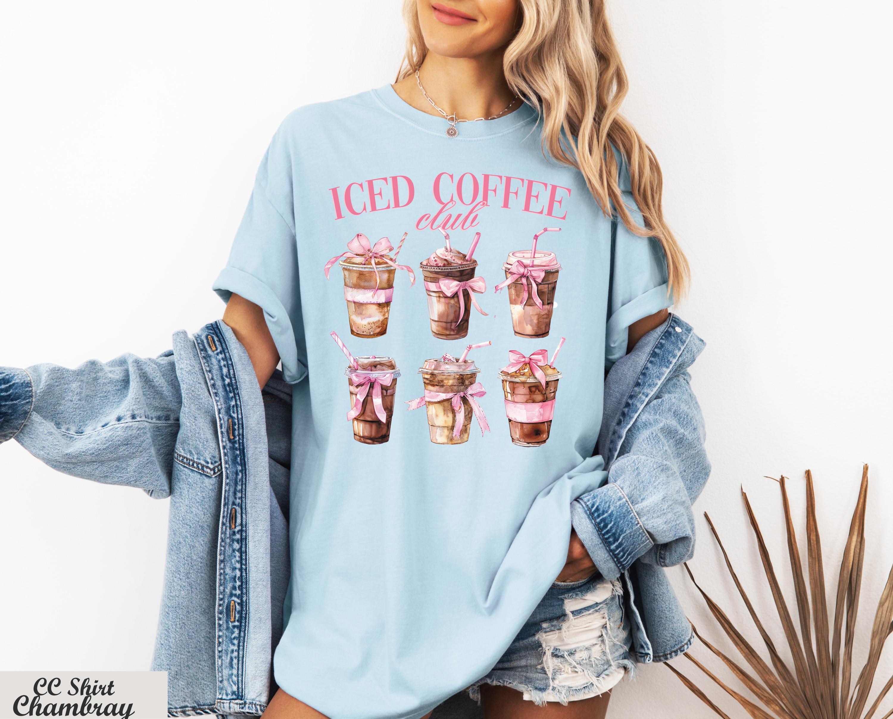 Iced Coffee Club Shirt, Trendy Mom Coffee Lover Shirt, Coquette Bow Coffee Shirt, Trendy Iced Coffee Club Shirt,Girls Club for Coffee Lovers