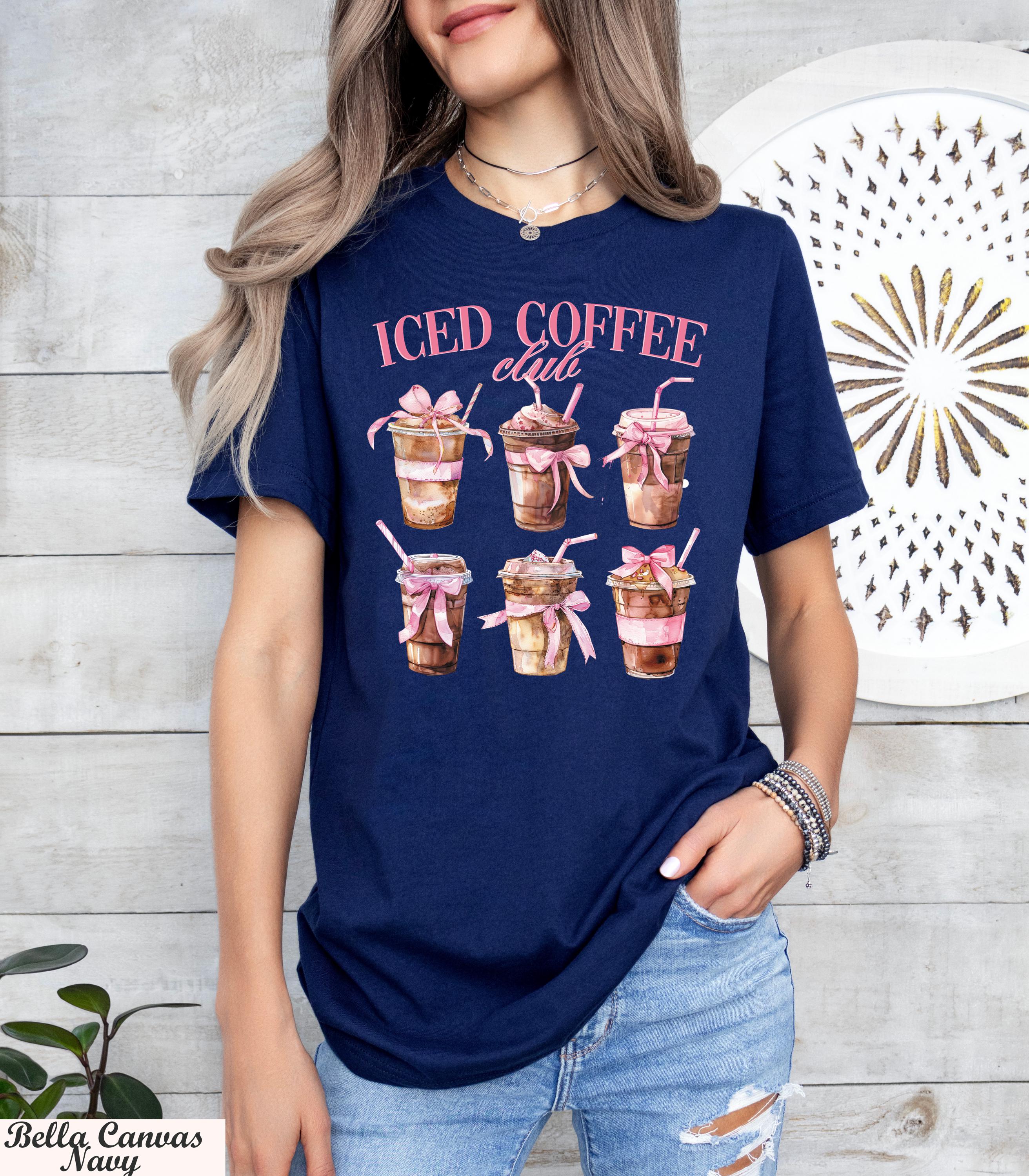 Iced Coffee Club Shirt, Trendy Mom Coffee Lover Shirt, Coquette Bow Coffee Shirt, Trendy Iced Coffee Club Shirt,Girls Club for Coffee Lovers