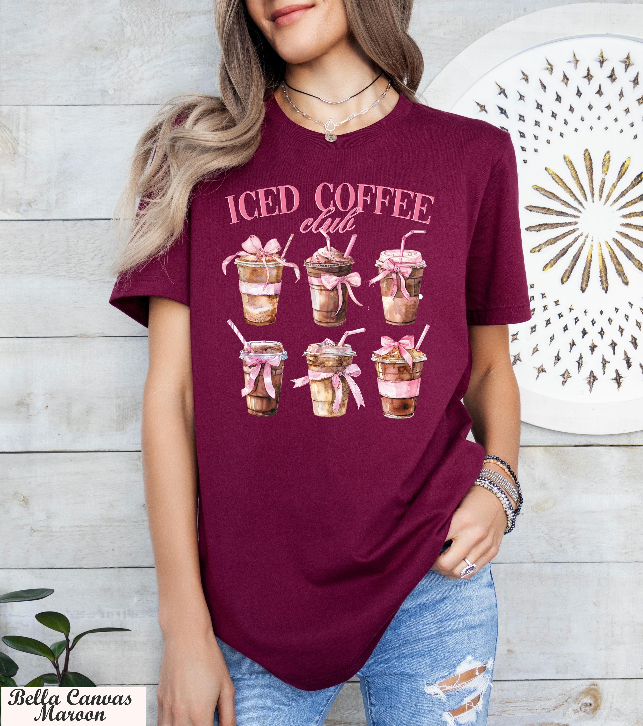 Iced Coffee Club Shirt, Trendy Mom Coffee Lover Shirt, Coquette Bow Coffee Shirt, Trendy Iced Coffee Club Shirt,Girls Club for Coffee Lovers
