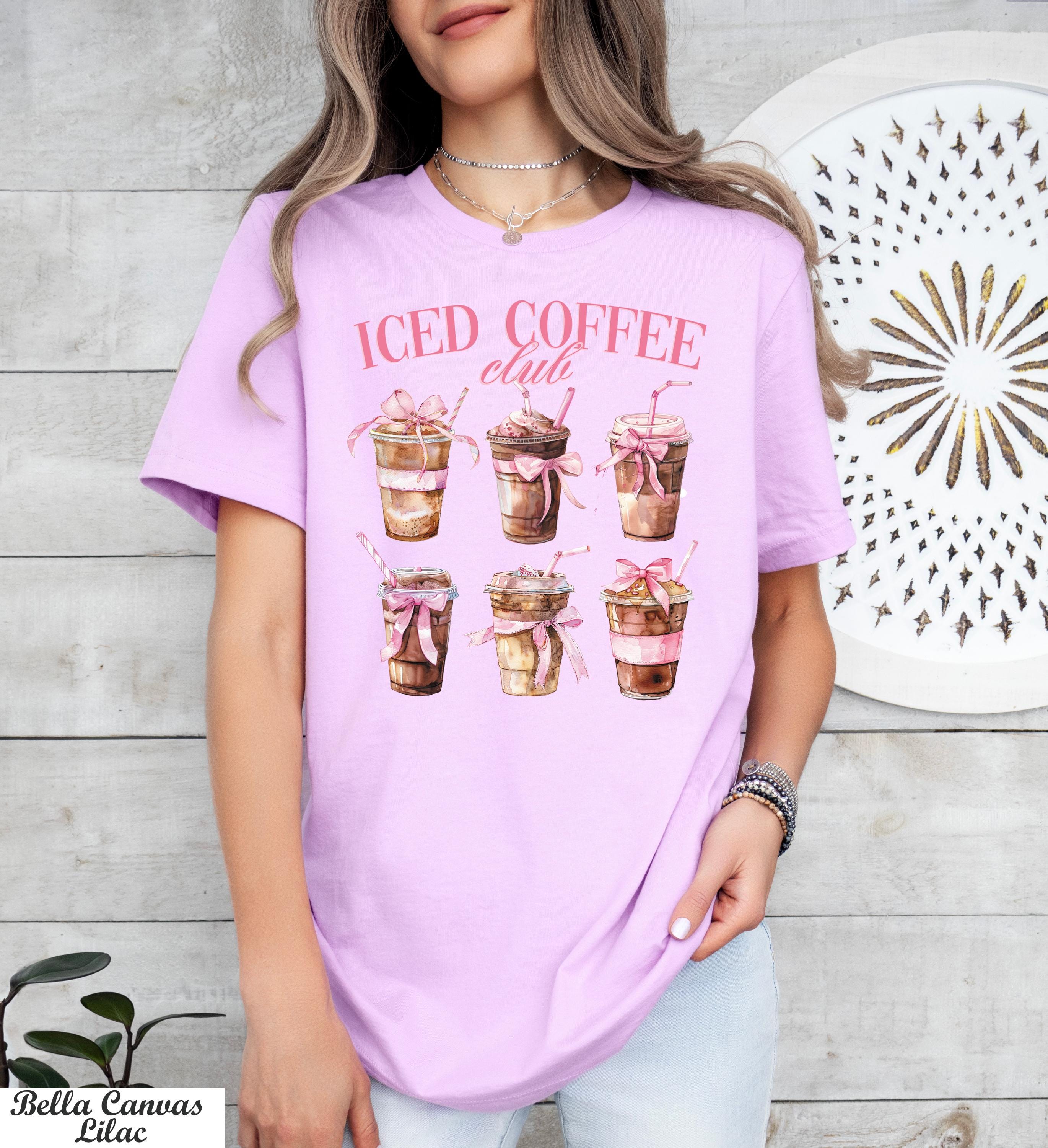Iced Coffee Club Shirt, Trendy Mom Coffee Lover Shirt, Coquette Bow Coffee Shirt, Trendy Iced Coffee Club Shirt,Girls Club for Coffee Lovers