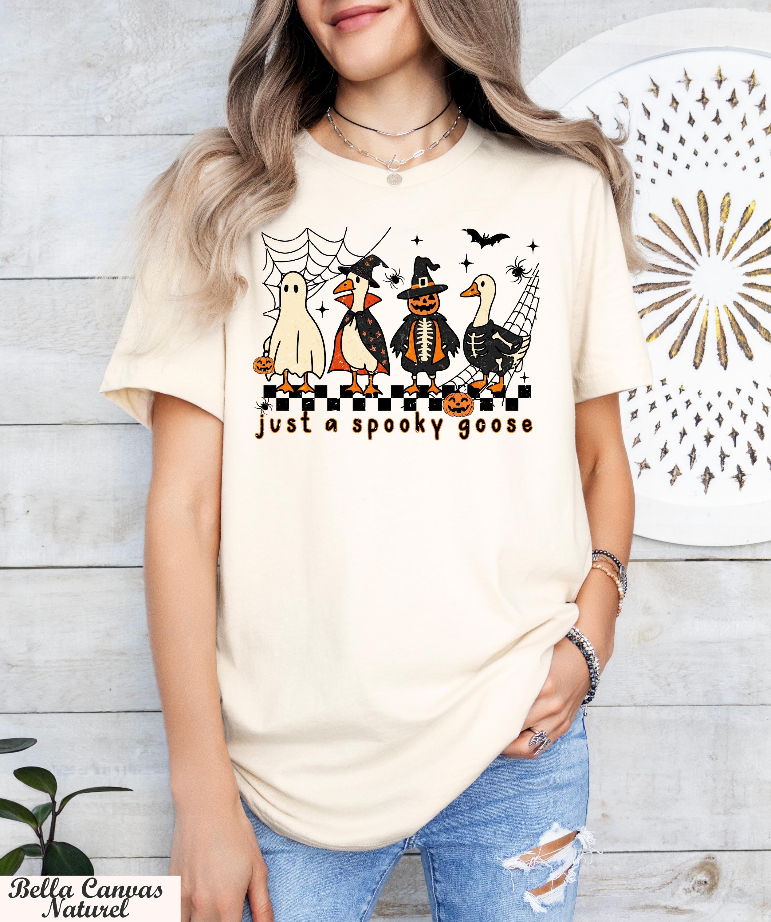 Just a Spooky Goose Shirt, Funny Goose Skeleton Tee, Witch Pumpkin Ghost Shirt,Spooky Goose Halloween Tee,Cute Horror Tee,Spooky Goose Shirt