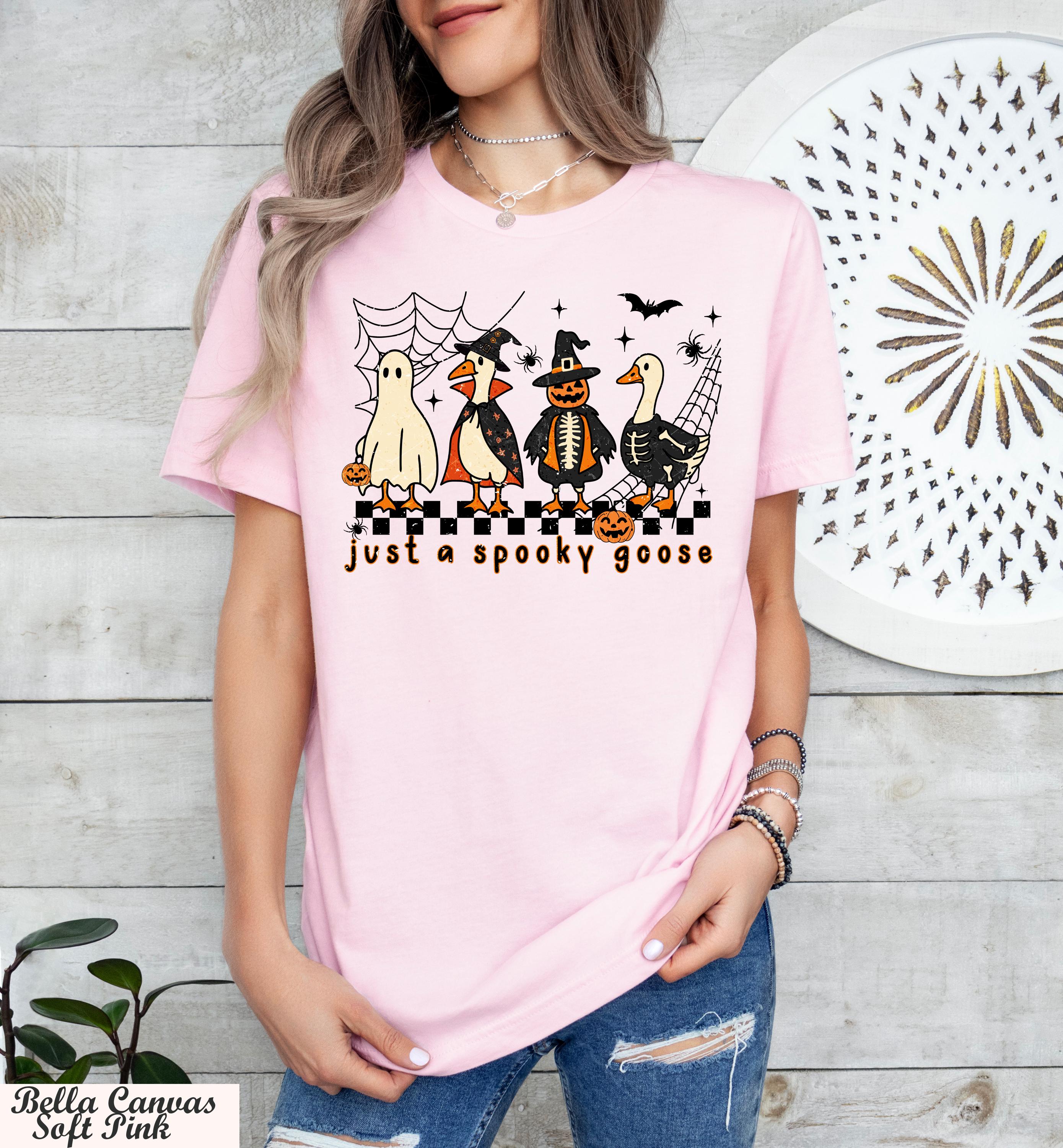 Just a Spooky Goose Shirt, Funny Goose Skeleton Tee, Witch Pumpkin Ghost Shirt,Spooky Goose Halloween Tee,Cute Horror Tee,Spooky Goose Shirt