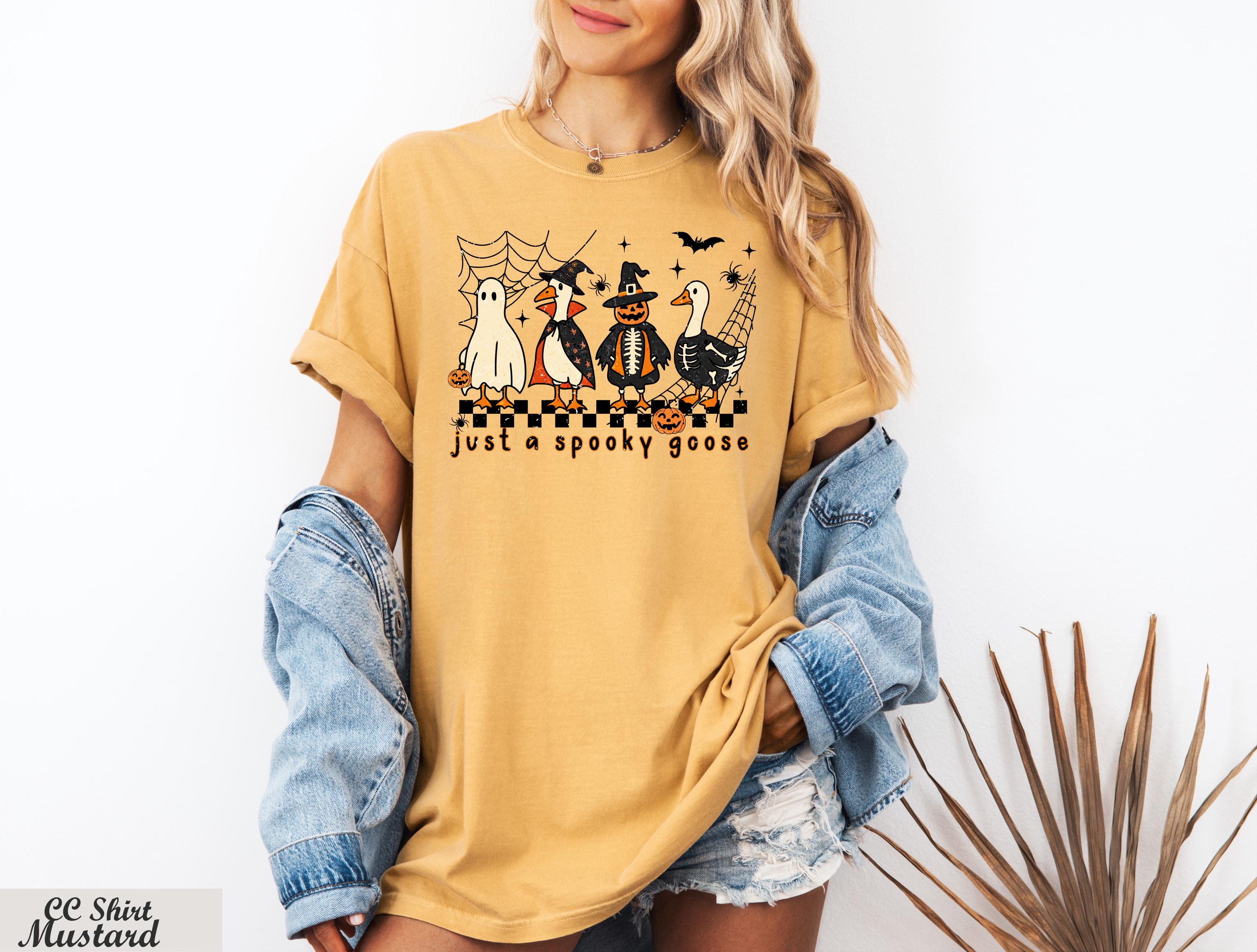 Just a Spooky Goose Shirt, Funny Goose Skeleton Tee, Witch Pumpkin Ghost Shirt,Spooky Goose Halloween Tee,Cute Horror Tee,Spooky Goose Shirt