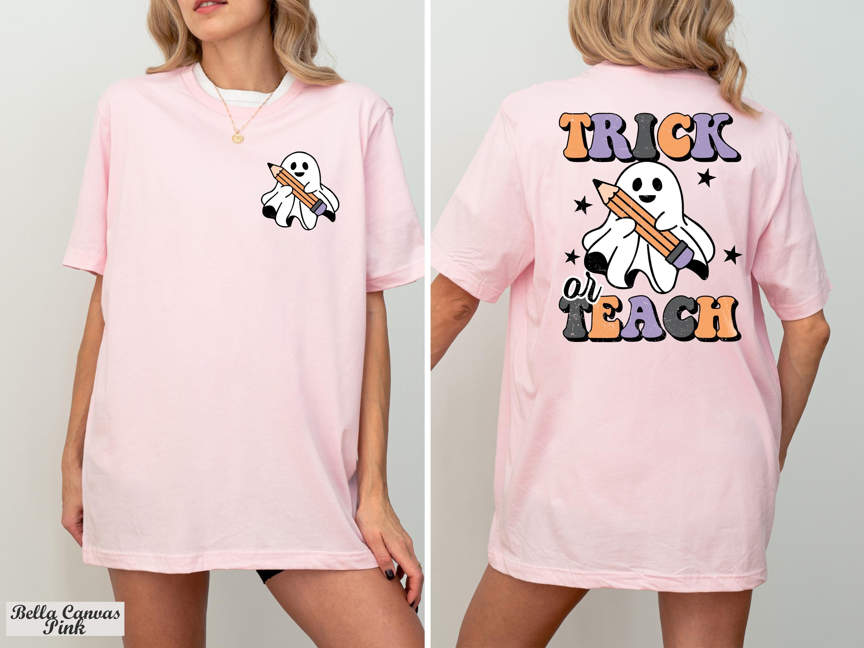 Trick or Teach Shirt, Spooky Ghost Teacher Shirt, Retro Fall Teacher Tee, Teacher Halloween Shirt,School Halloween Party,Fall Teacher Shirt