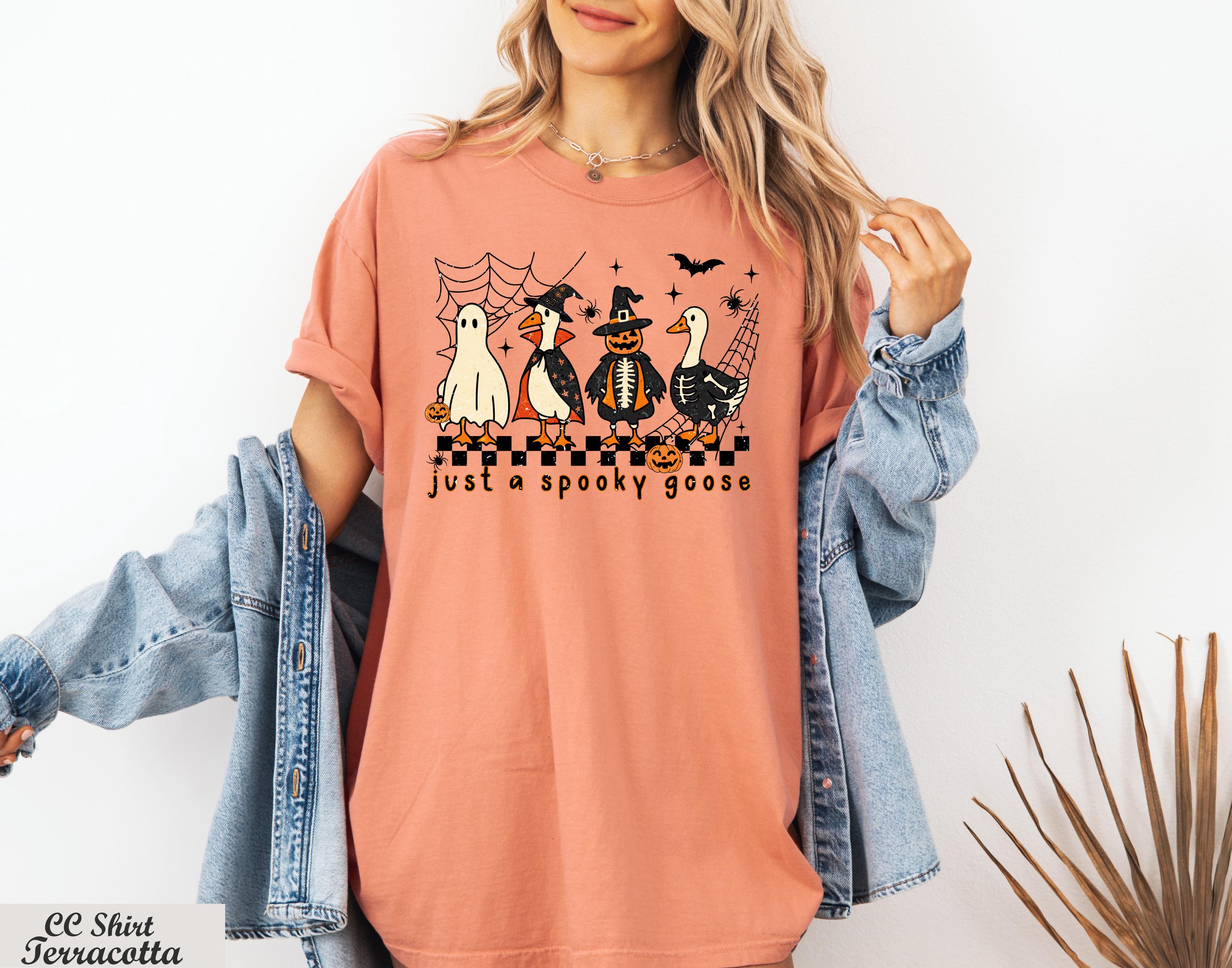 Just a Spooky Goose Shirt, Funny Goose Skeleton Tee, Witch Pumpkin Ghost Shirt,Spooky Goose Halloween Tee,Cute Horror Tee,Spooky Goose Shirt