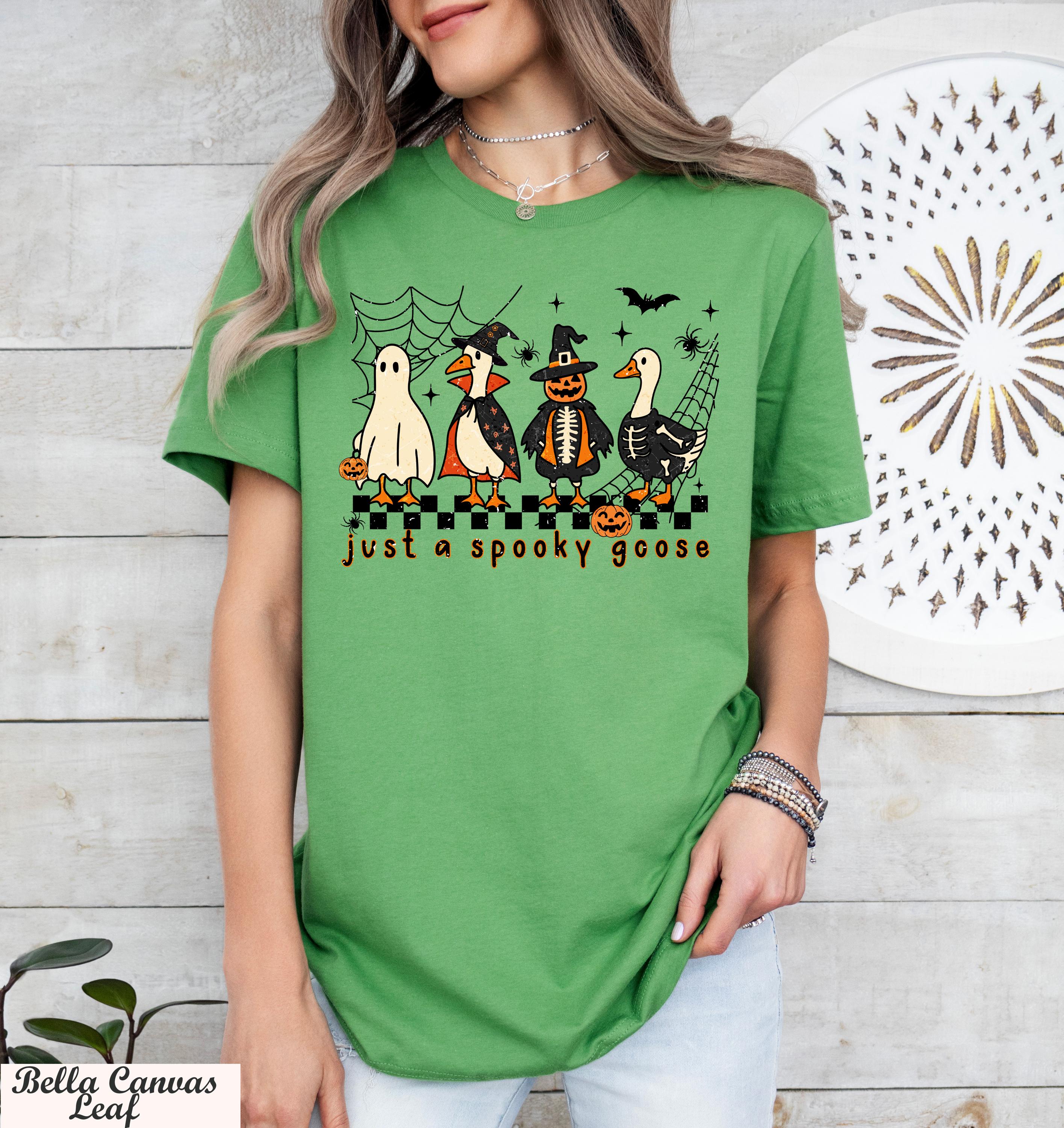 Just a Spooky Goose Shirt, Funny Goose Skeleton Tee, Witch Pumpkin Ghost Shirt,Spooky Goose Halloween Tee,Cute Horror Tee,Spooky Goose Shirt