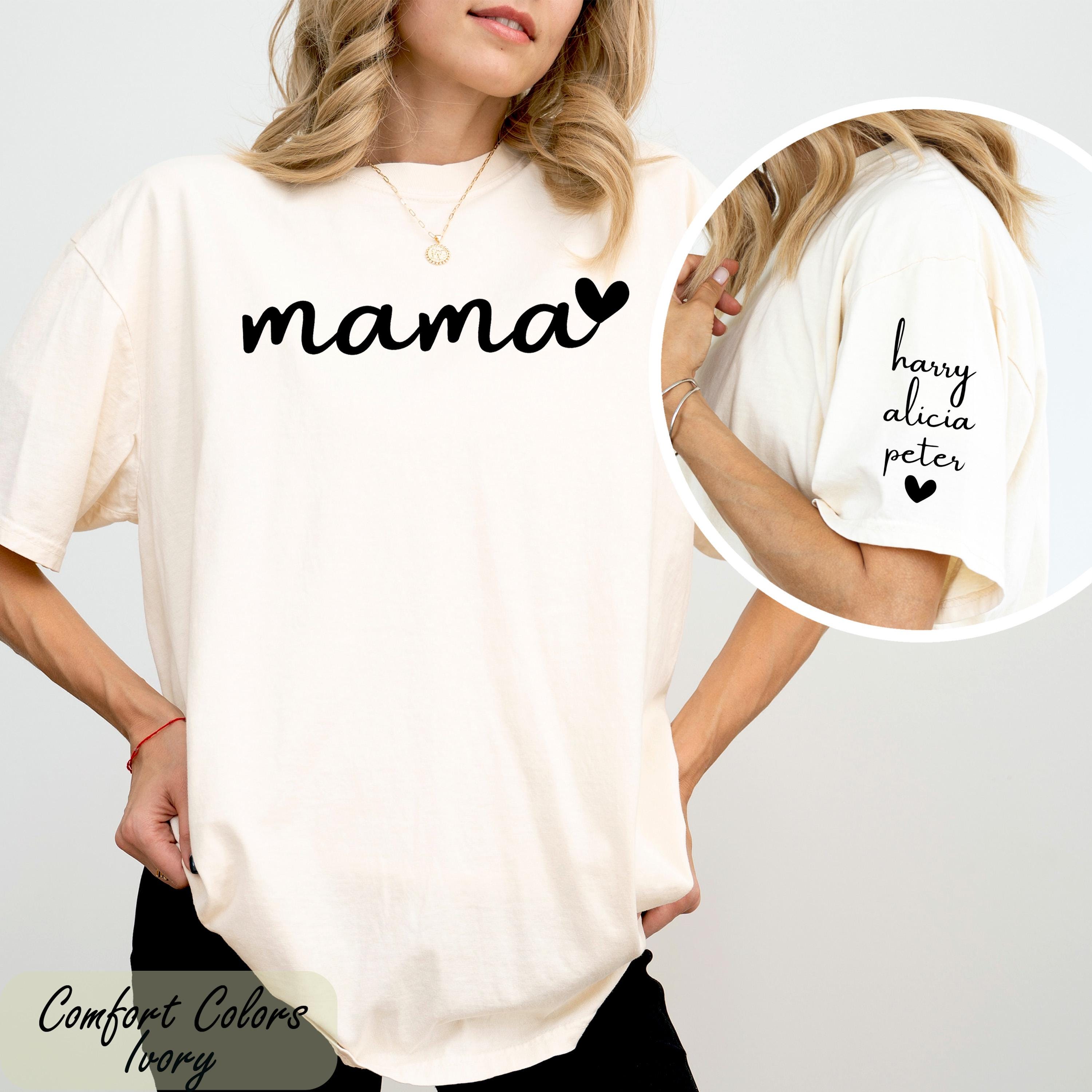Comfort Colors Mama Heart Shirt, Personalized Mom Shirt With Kids Names, Custom Mama Shirt, Custom Name Tshirt, Mothers Day Gifts for Her