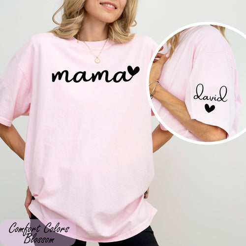 Comfort Colors Mama Heart Shirt, Personalized Mom Shirt With Kids Names, Custom Mama Shirt, Custom Name Tshirt, Mothers Day Gifts for Her
