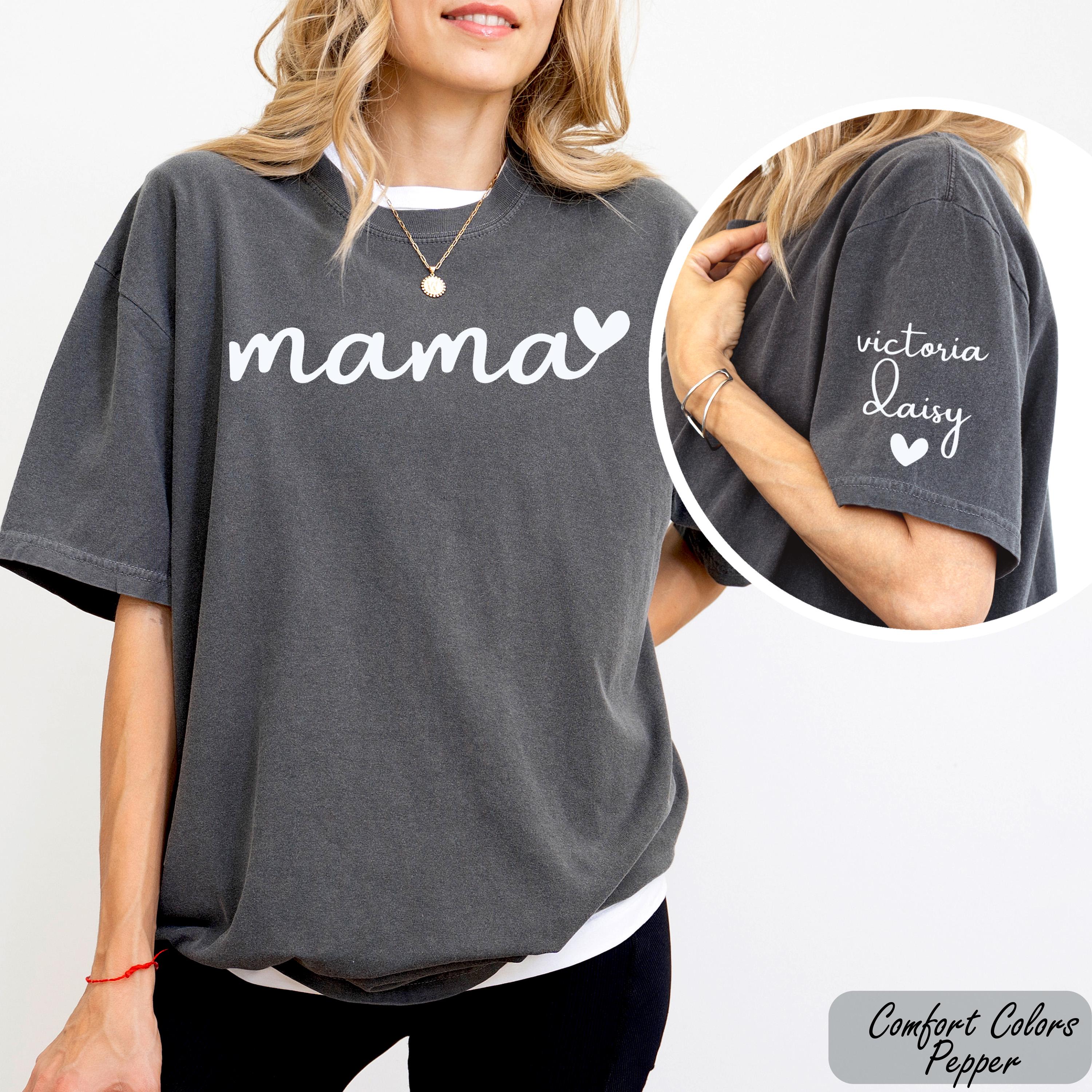 Comfort Colors Mama Heart Shirt, Personalized Mom Shirt With Kids Names, Custom Mama Shirt, Custom Name Tshirt, Mothers Day Gifts for Her