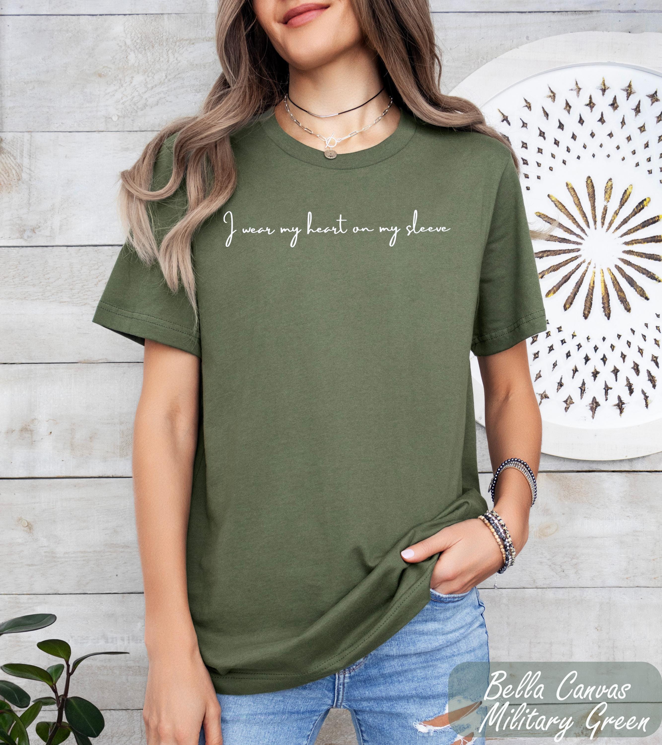 I Wear My Heart On My Sleeve Shirt, Shirt with Names On Sleeve, Mom Heart T-Shirt, Mother's Day Gift from Kids, Baby Shower Gift for Her