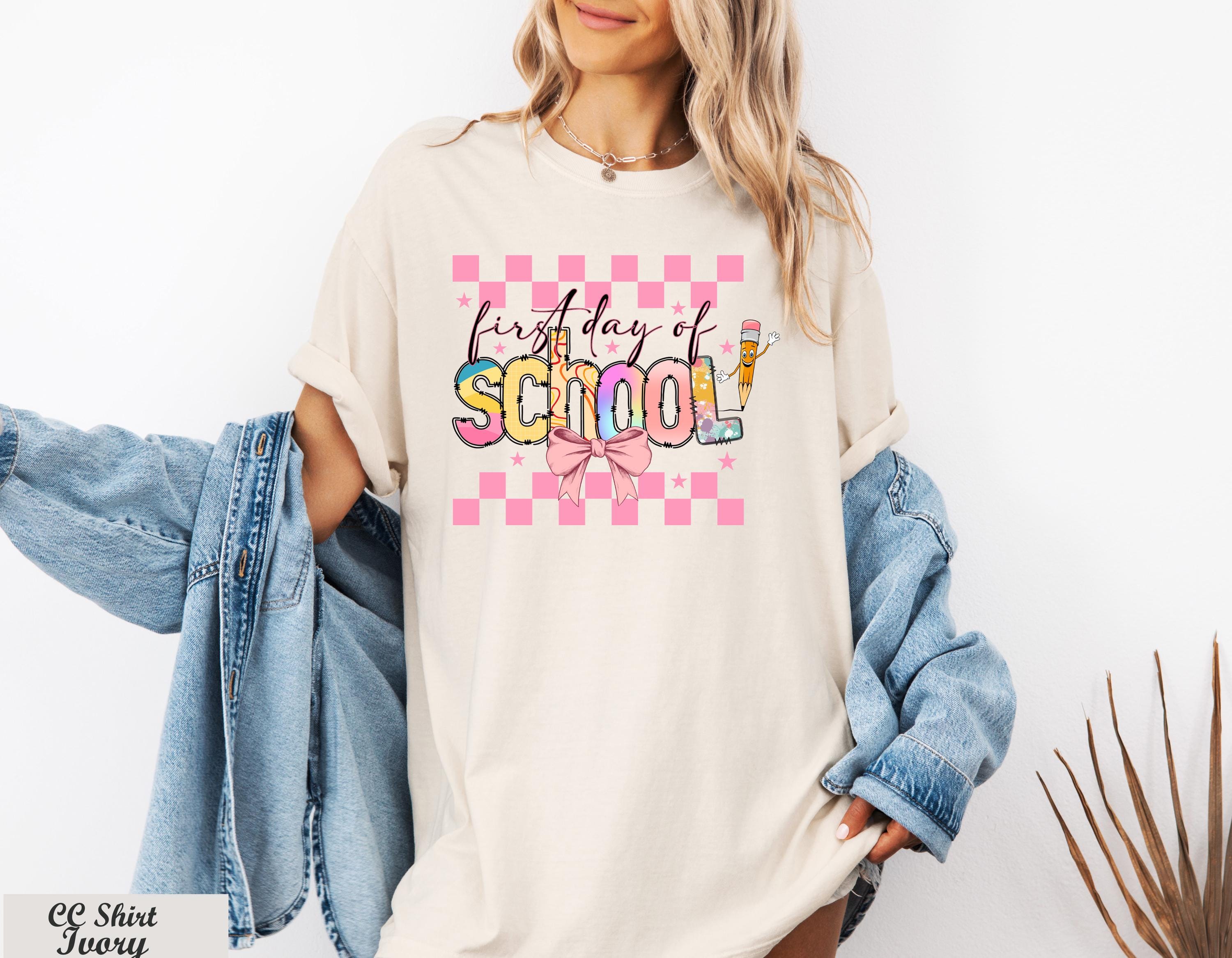 Coquette First Day Of School Shirt,Colorful Back to School Shirt,Back to School 1st Grade Tee, Teacher Appreciation Gift,Coquette Bow Tee