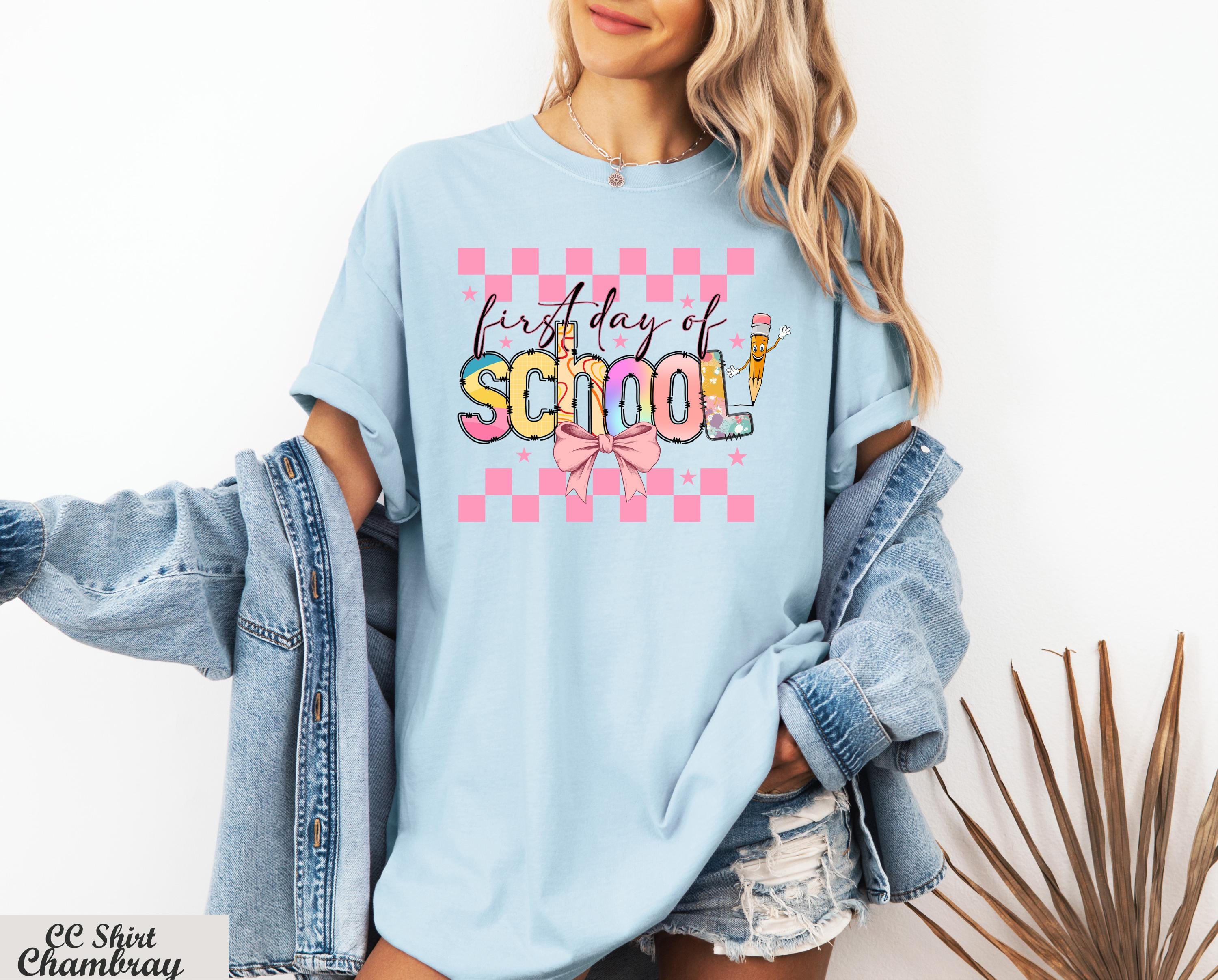 Coquette First Day Of School Shirt,Colorful Back to School Shirt,Back to School 1st Grade Tee, Teacher Appreciation Gift,Coquette Bow Tee