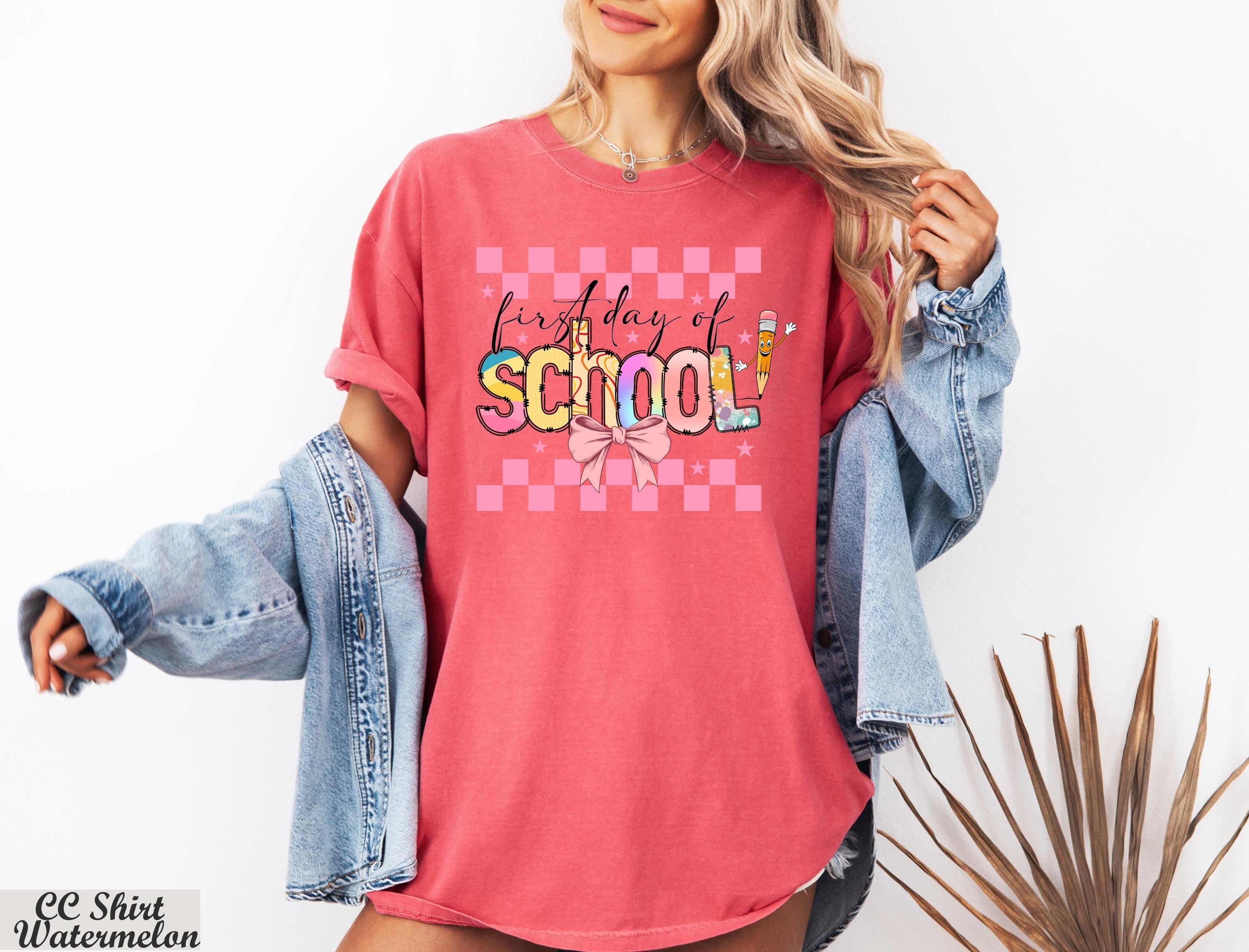 Coquette First Day Of School Shirt,Colorful Back to School Shirt,Back to School 1st Grade Tee, Teacher Appreciation Gift,Coquette Bow Tee