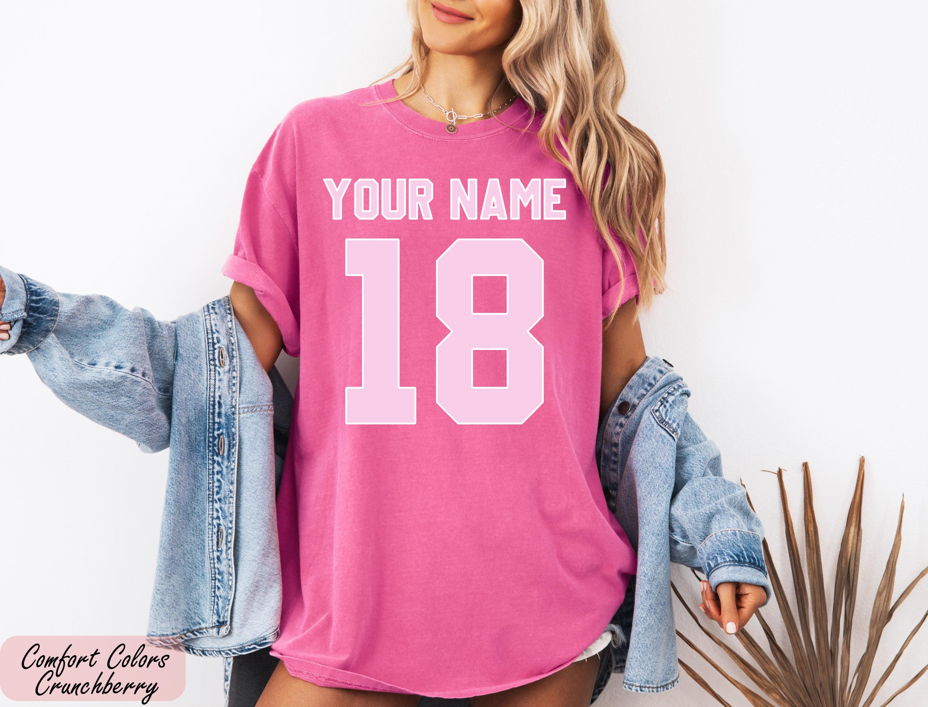 Comfort Colors® Custom Name and Number T-Shirt, Custom Your Name Shirt, Custom Jersey Number Sleeve Tee, Custom Sport Gift, Customized Tee