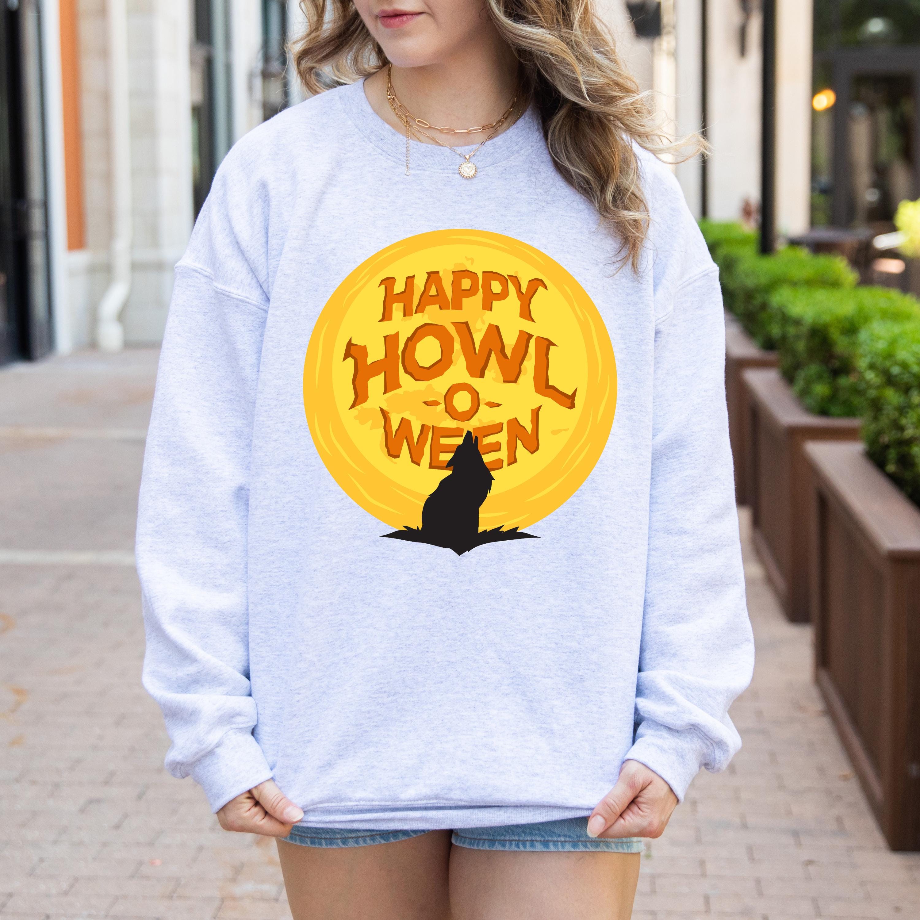 Happy Halloween wolf sweatshirt, Spooky Sweatshirt,funny Halloween Sweatshirt, wolf sweatshirt, Fall season sweatshirt, Happy Howloween wolf