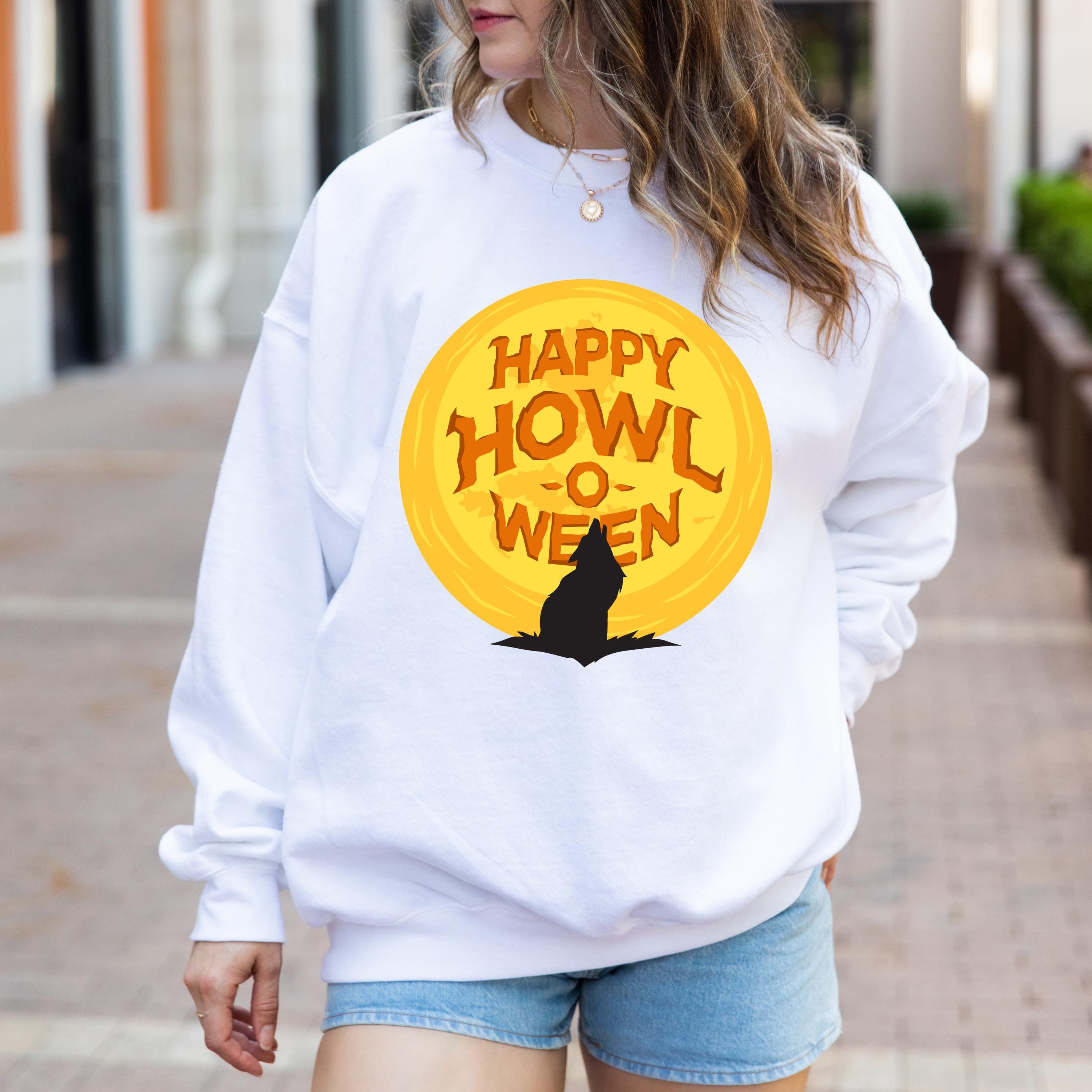 Happy Halloween wolf sweatshirt, Spooky Sweatshirt,funny Halloween Sweatshirt, wolf sweatshirt, Fall season sweatshirt, Happy Howloween wolf
