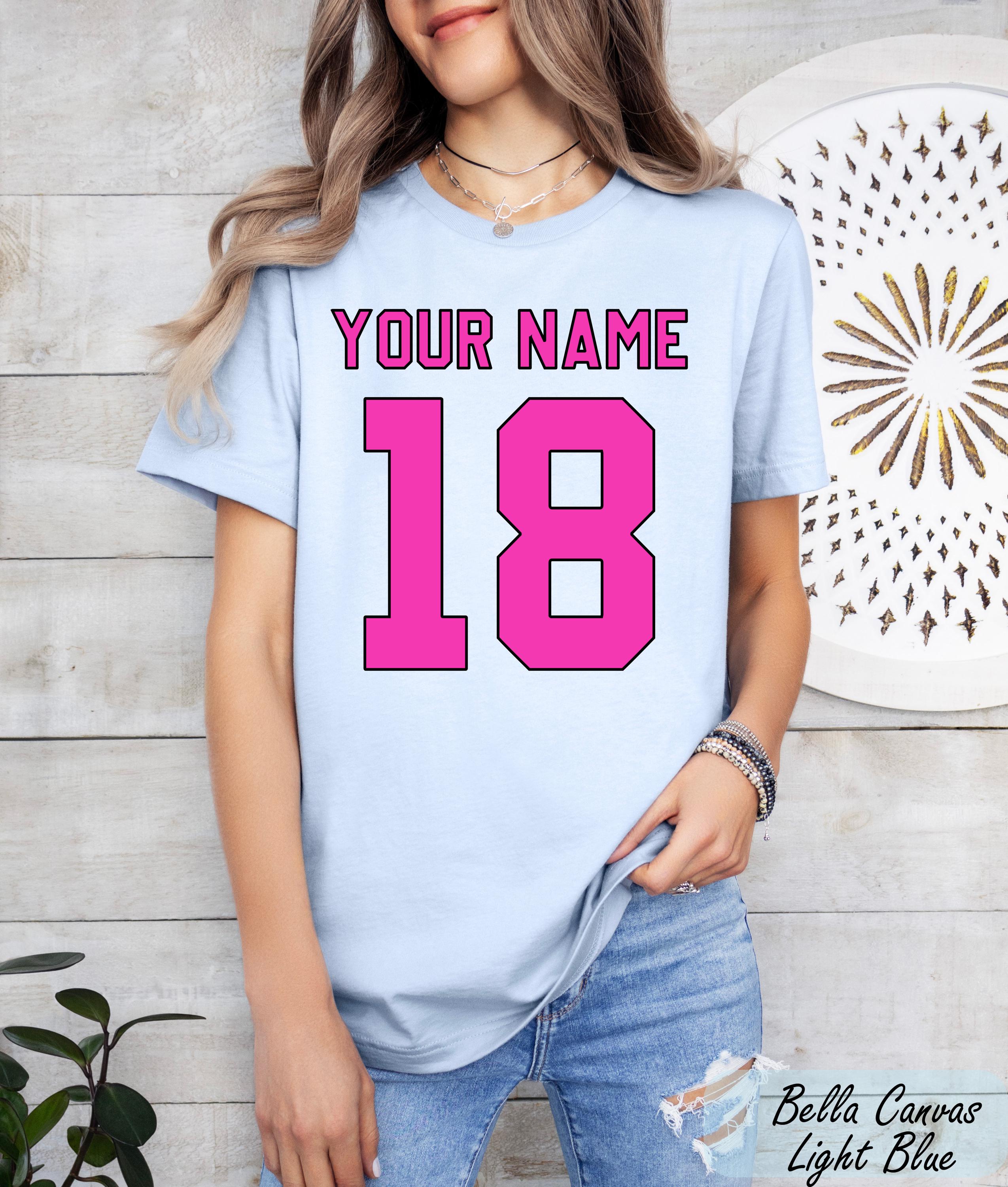 Comfort Colors® Custom Name and Number T-Shirt, Custom Your Name Shirt, Custom Jersey Number Sleeve Tee, Custom Sport Gift, Customized Tee