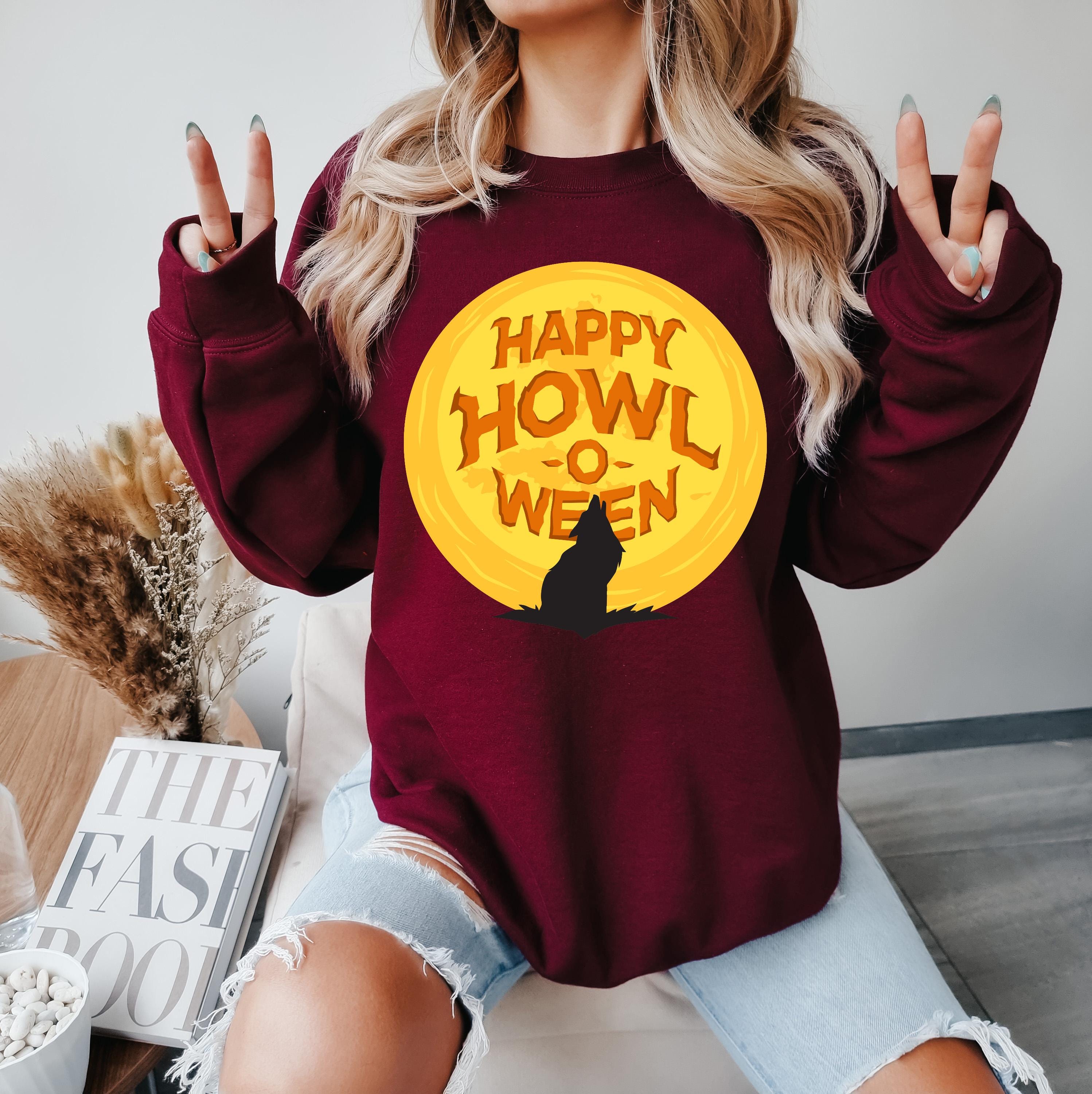 Happy Halloween wolf sweatshirt, Spooky Sweatshirt,funny Halloween Sweatshirt, wolf sweatshirt, Fall season sweatshirt, Happy Howloween wolf
