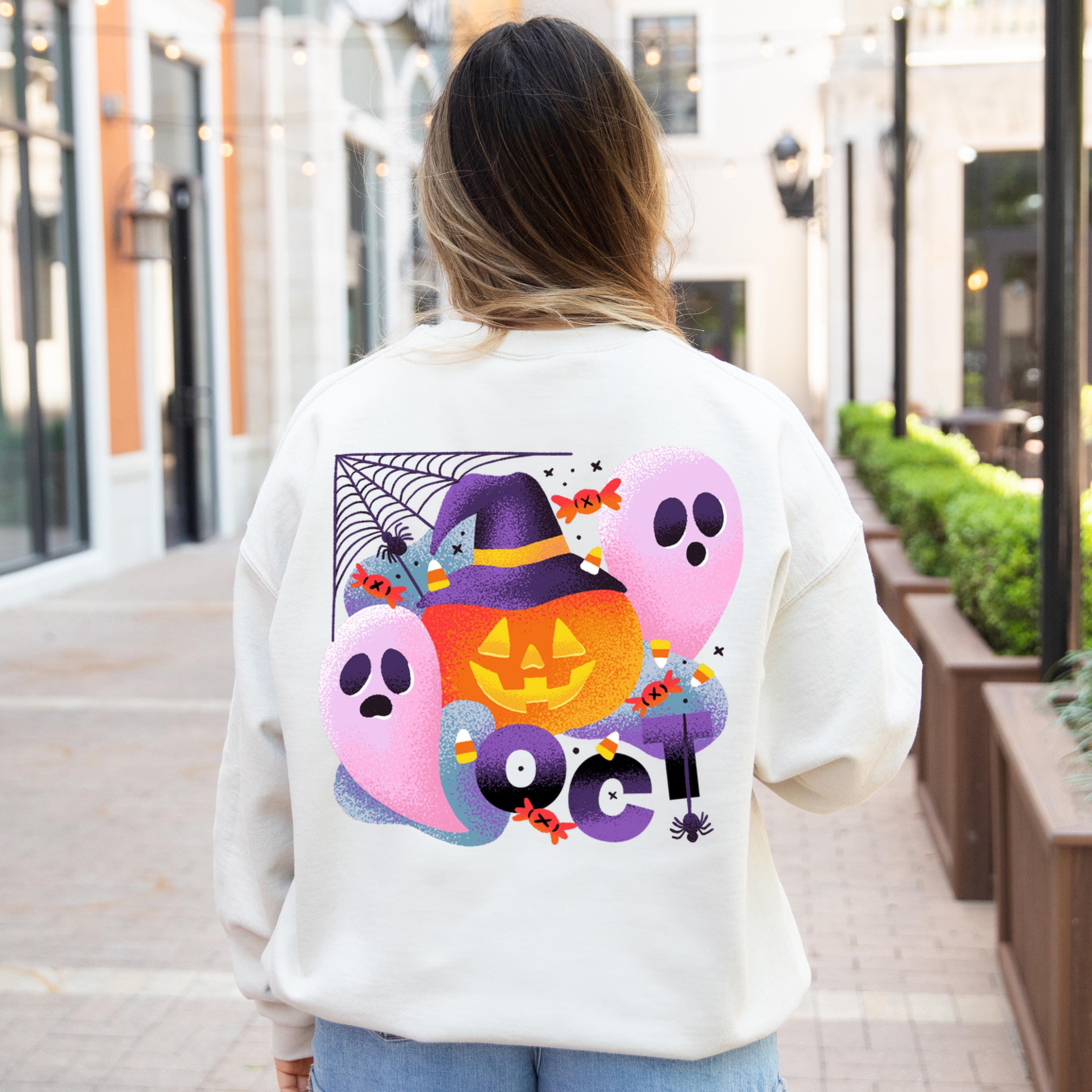 October pumpkin ghost halloween sweatshirt, Spooky Sweatshirt, ghost Halloween Sweatshirt, pumpkin sweatshirt, Fall sweatshirt
