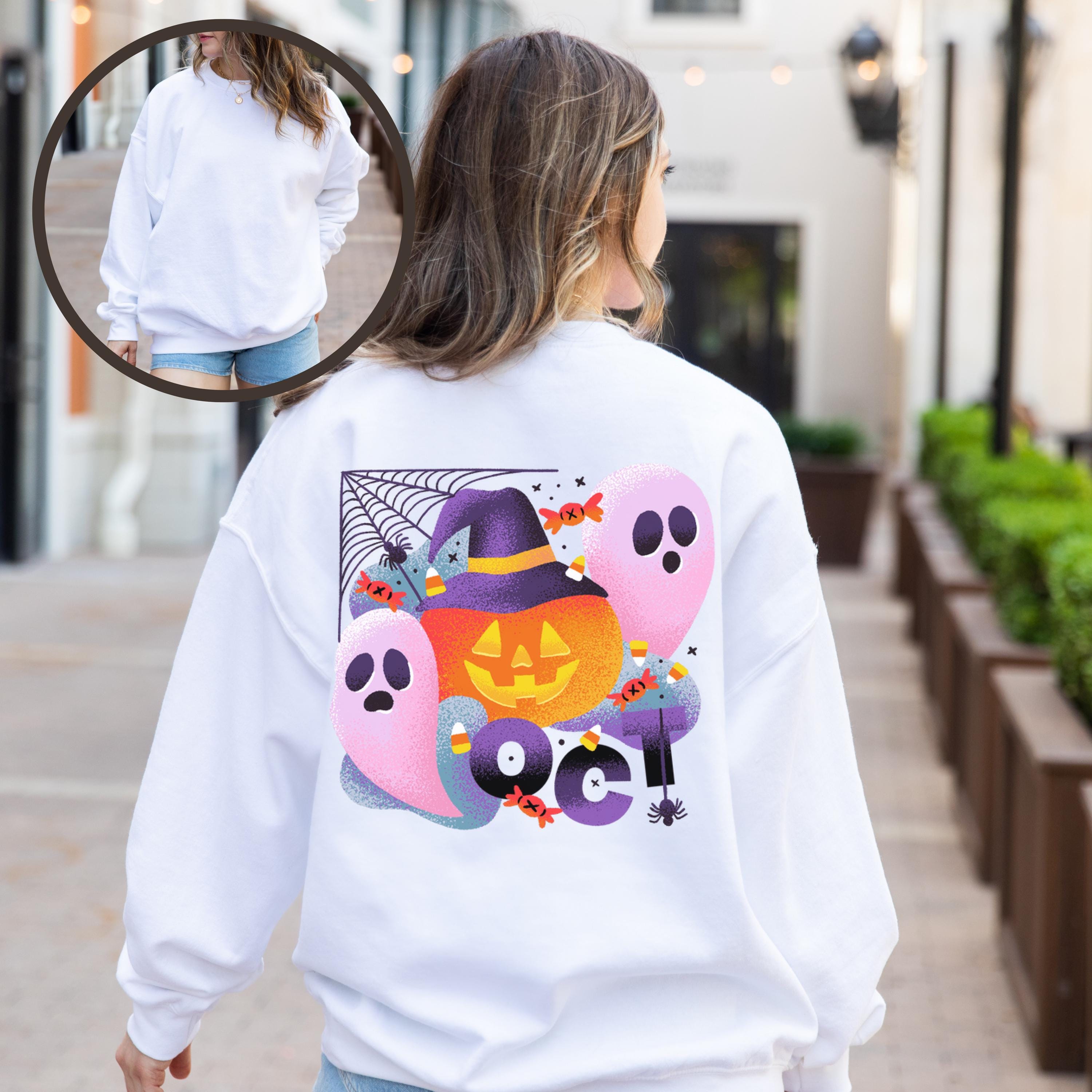 October pumpkin ghost halloween sweatshirt, Spooky Sweatshirt, ghost Halloween Sweatshirt, pumpkin sweatshirt, Fall sweatshirt