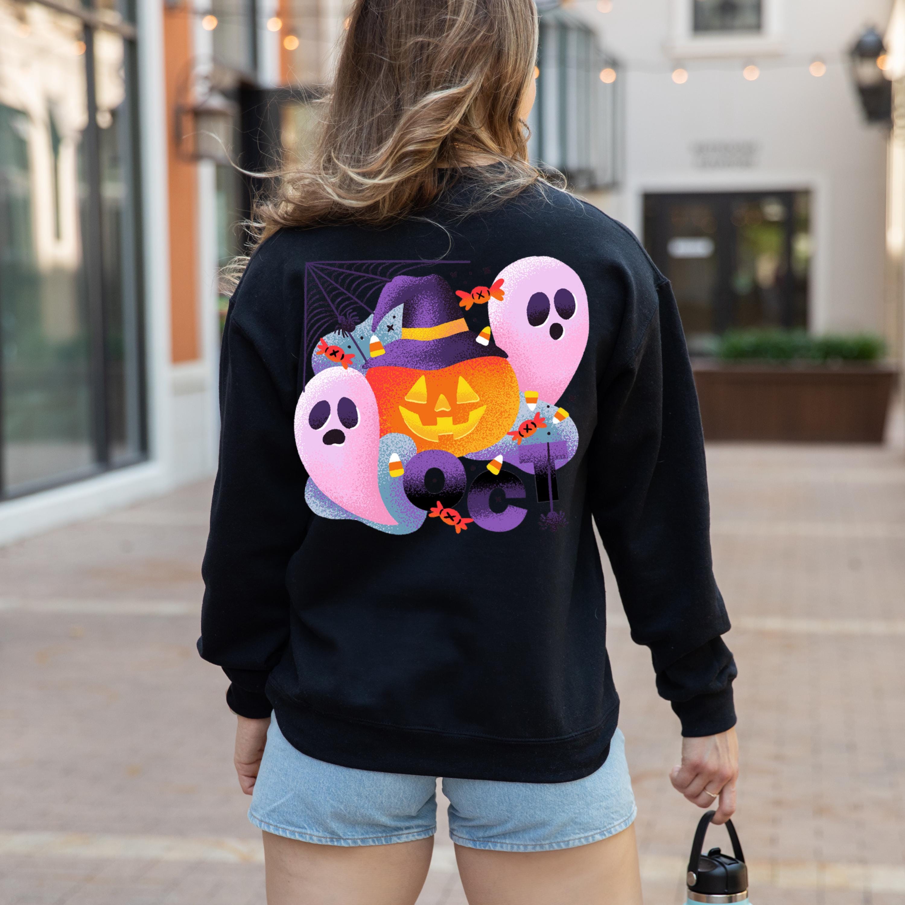 October pumpkin ghost halloween sweatshirt, Spooky Sweatshirt, ghost Halloween Sweatshirt, pumpkin sweatshirt, Fall sweatshirt