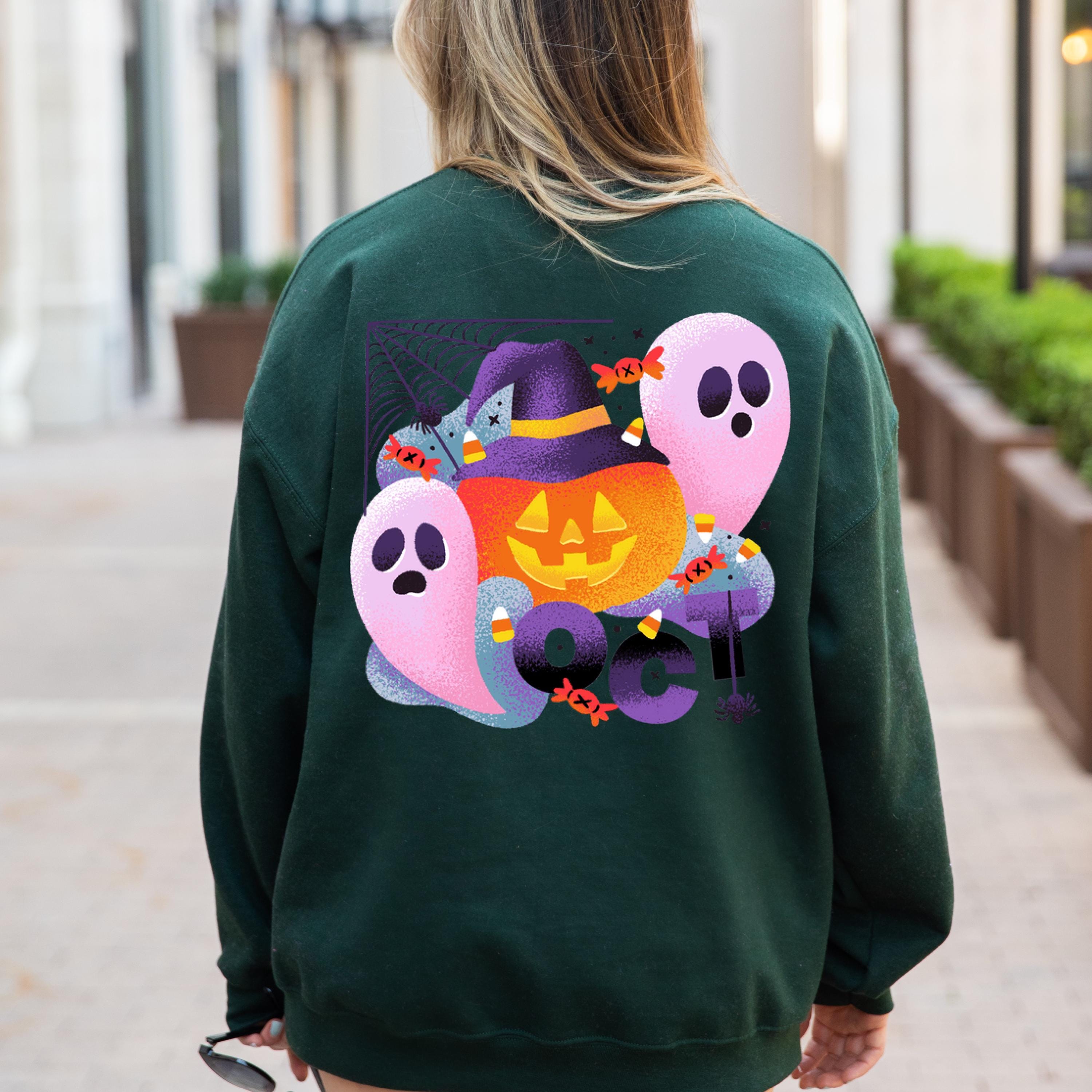 October pumpkin ghost halloween sweatshirt, Spooky Sweatshirt, ghost Halloween Sweatshirt, pumpkin sweatshirt, Fall sweatshirt