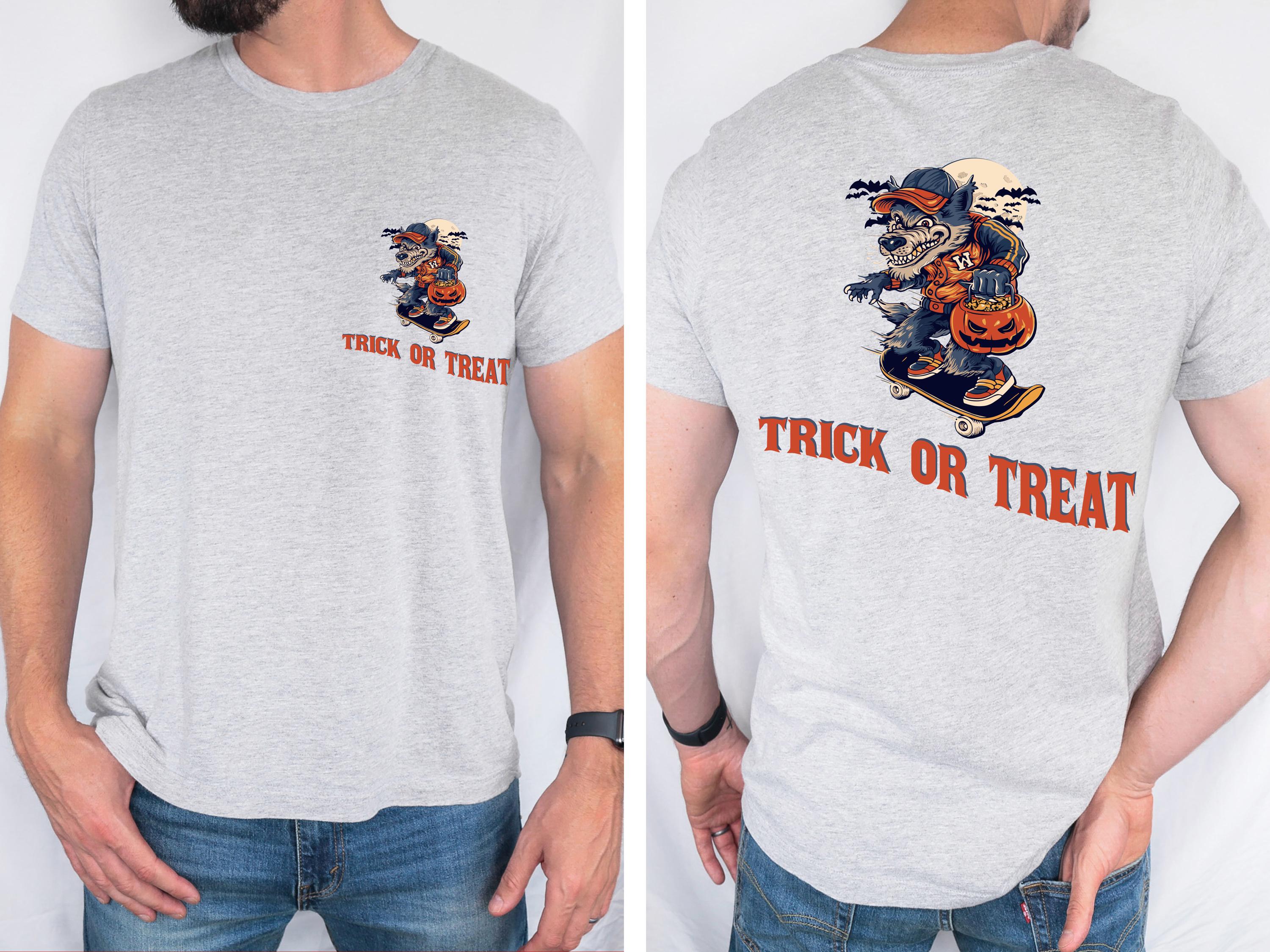 Trick or treat spooky wolf shirt , Fall Shirt, Halloween Spooky Season Shirt, Halloween Gift, Halloween unisex Shirt, comfort colors