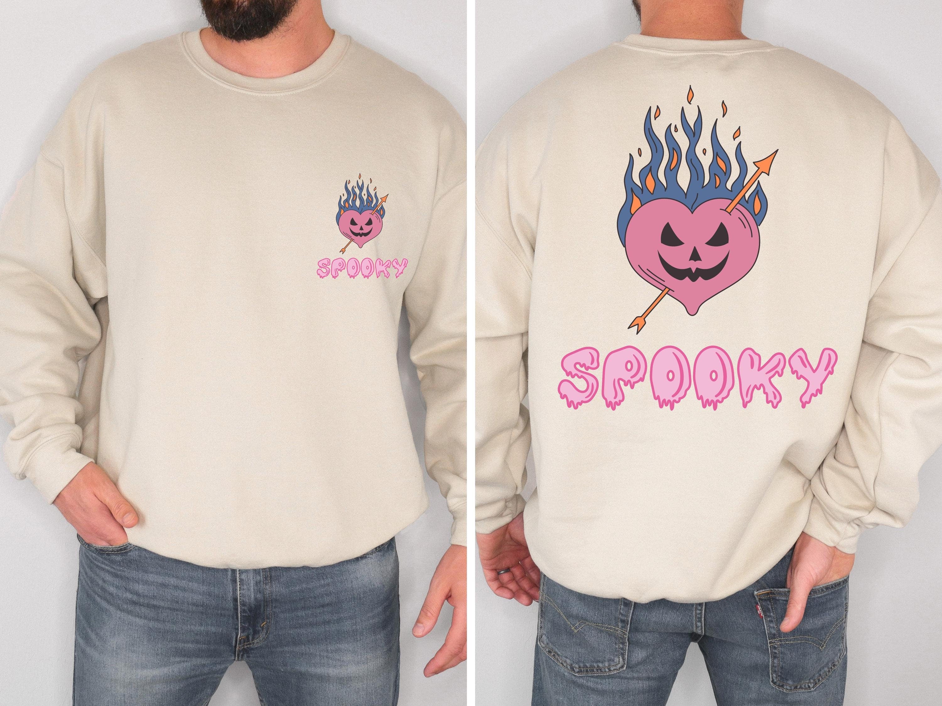 Spooky halloween heart back and front sweatshirt, Spooky Sweatshirt, cute Halloween Sweatshirt, Fall season sweatshirt, Halloween sweatshirt