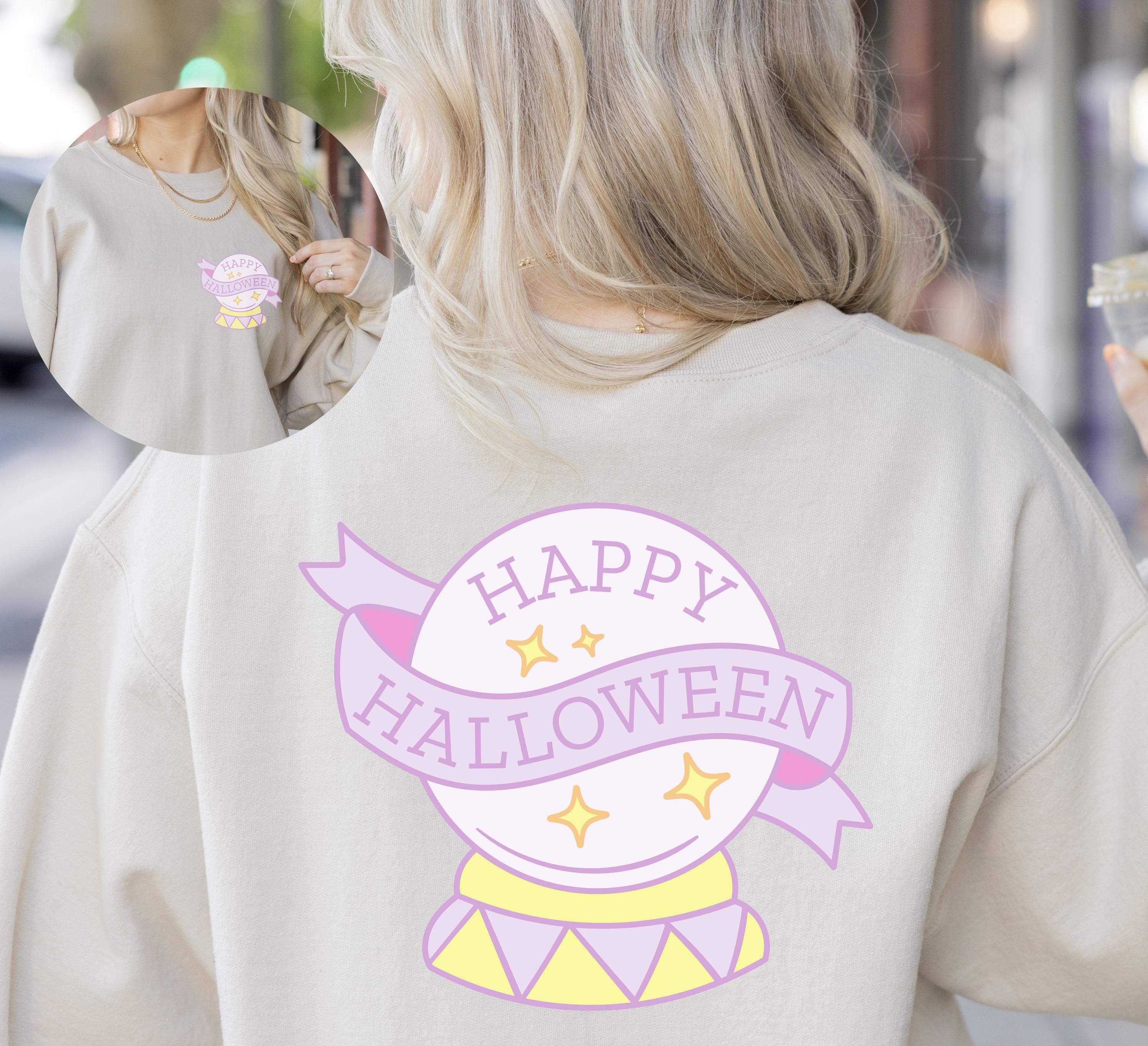 Happy Halloween witch magic ball sweatshirt, Spooky Sweatshirt, cute Halloween Sweatshirt, Back and front sweatshirt, Fall season sweatshirt