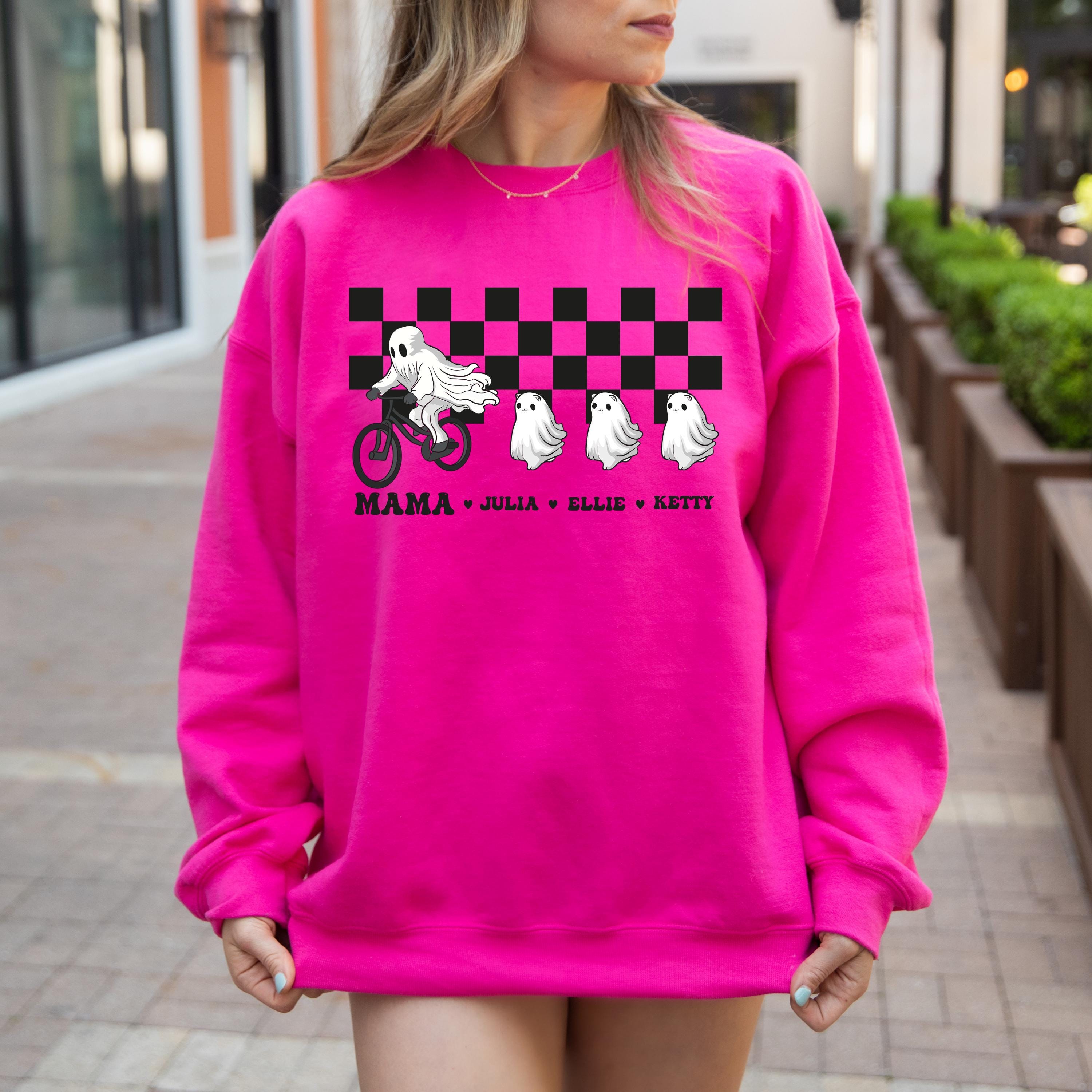Custom Halloween Ghost Mama Sweatshirt, Grandma And Grandkids sweatshirt, Personalized Nana, Mimi Halloween Sweatshirt, Halloween Crewneck