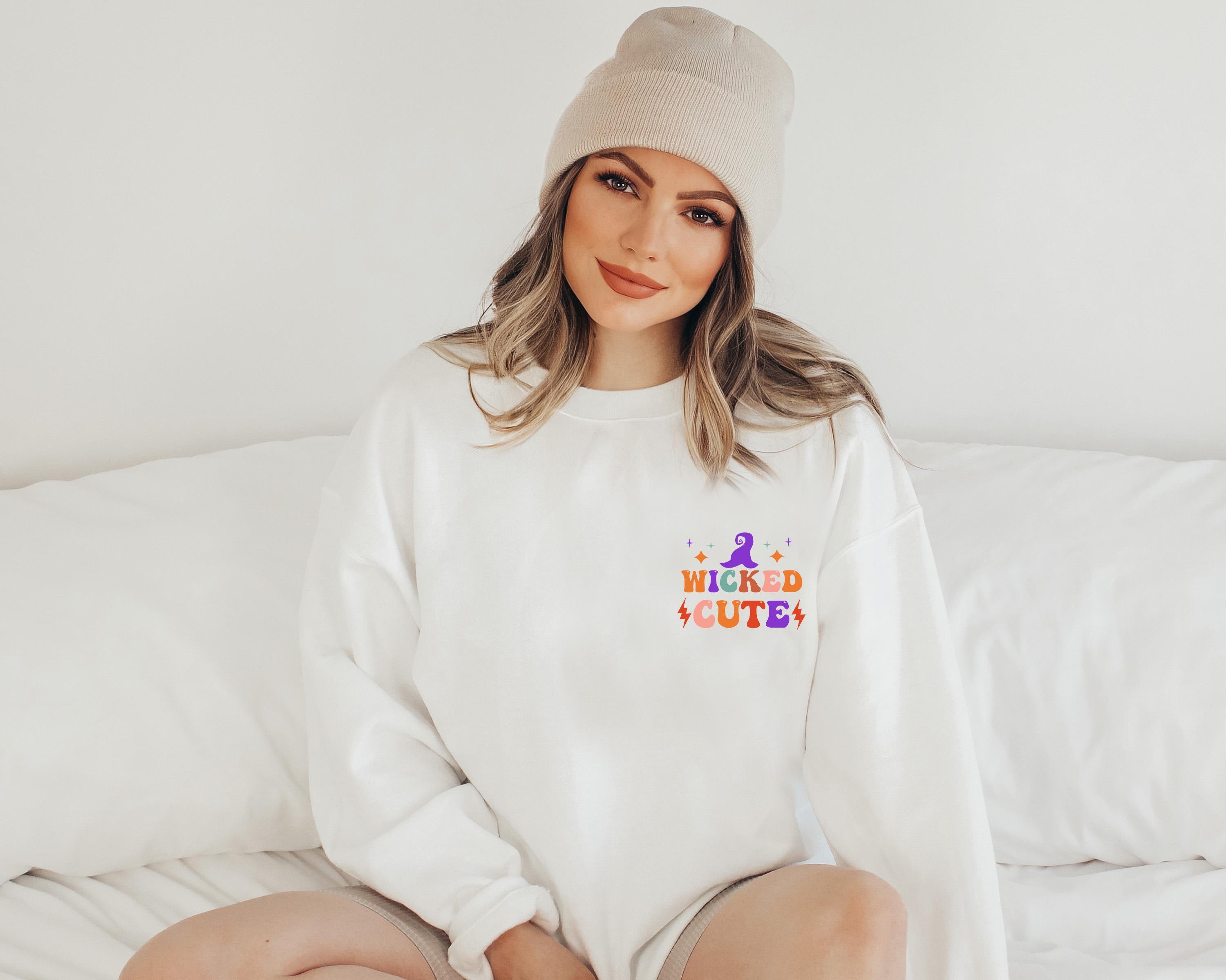 Wicked cute witch halloween sweatshirt, Spooky Sweatshirt, cute Halloween Sweatshirt, Witch sweatshirt, Fall season sweatshirt