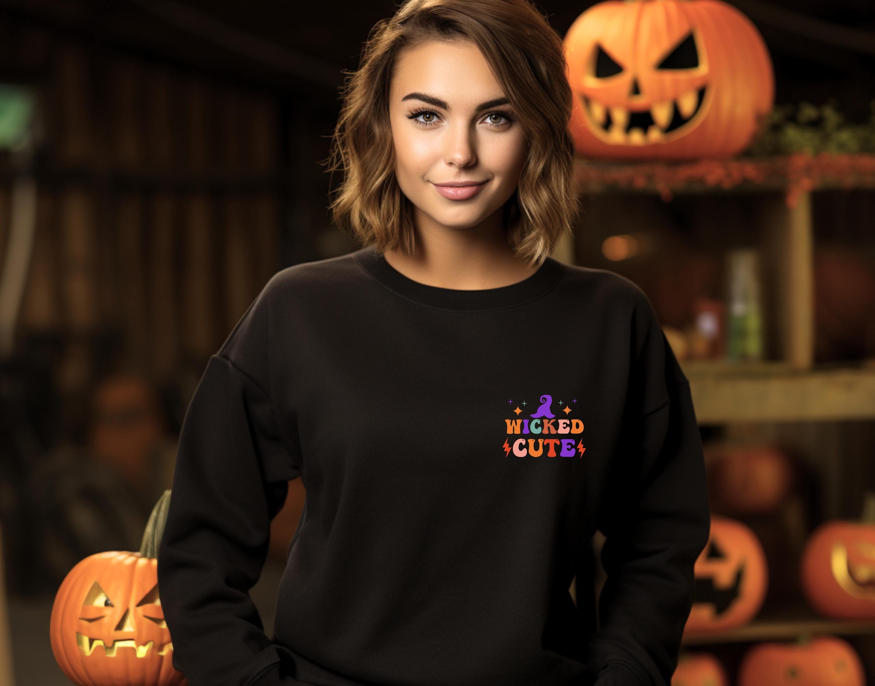 Wicked cute witch halloween sweatshirt, Spooky Sweatshirt, cute Halloween Sweatshirt, Witch sweatshirt, Fall season sweatshirt