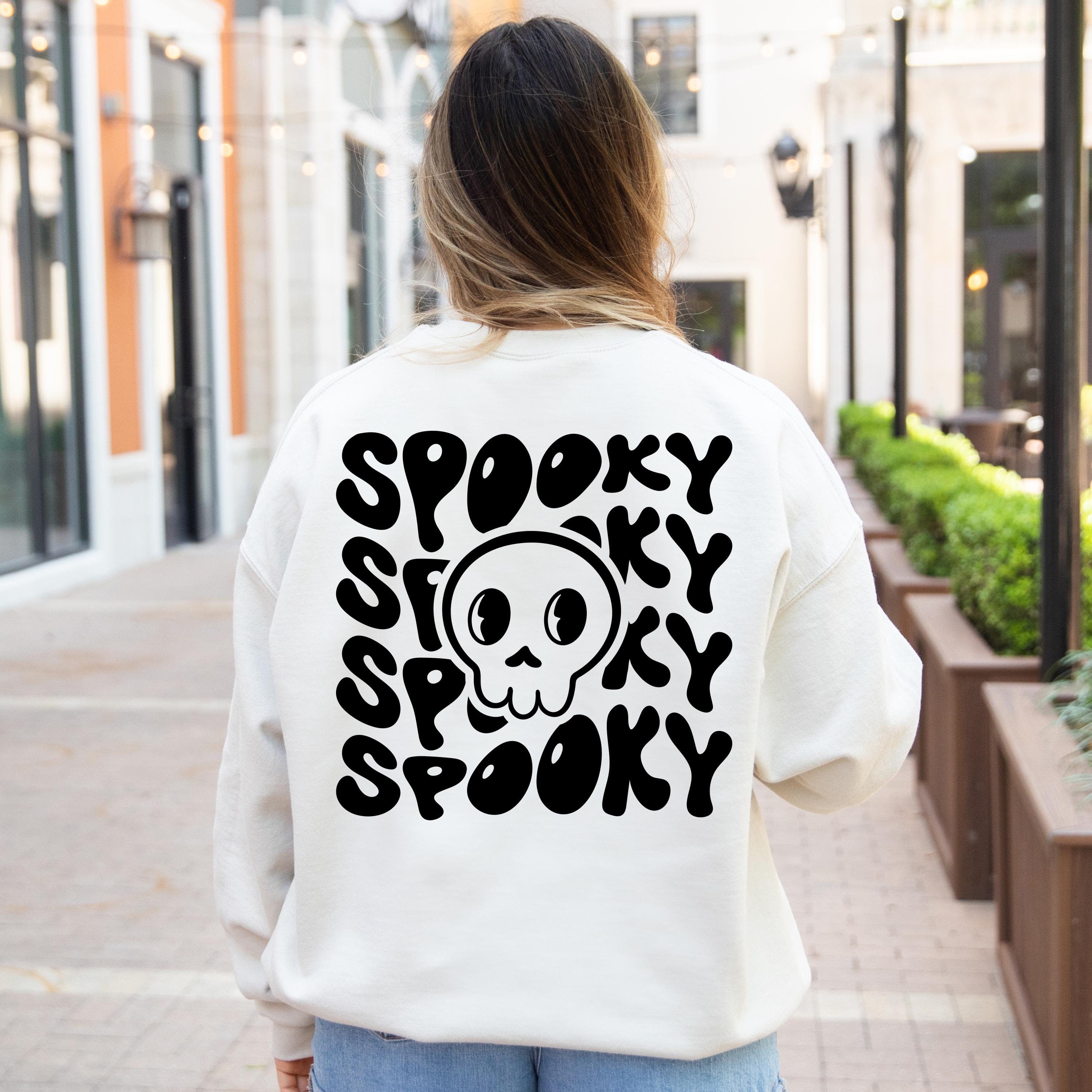 Halloween spooky skeleton sweatshirt, Halloween cute skeleton head sweatshirt, Spooky Season Sweatshirt, halloween gift, unisex sweatshirt
